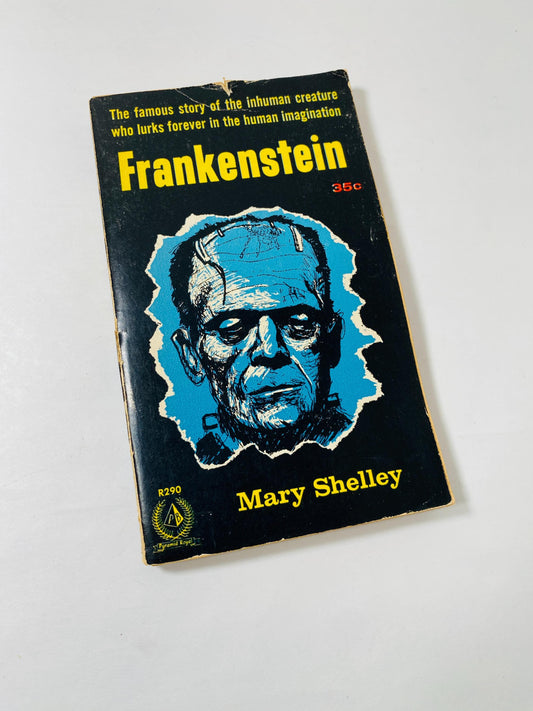 Mary Shelley Frankenstein Vintage Pyramid paperback book circa 1957 collector gift Gothic gift emo goth. Black blue home decor