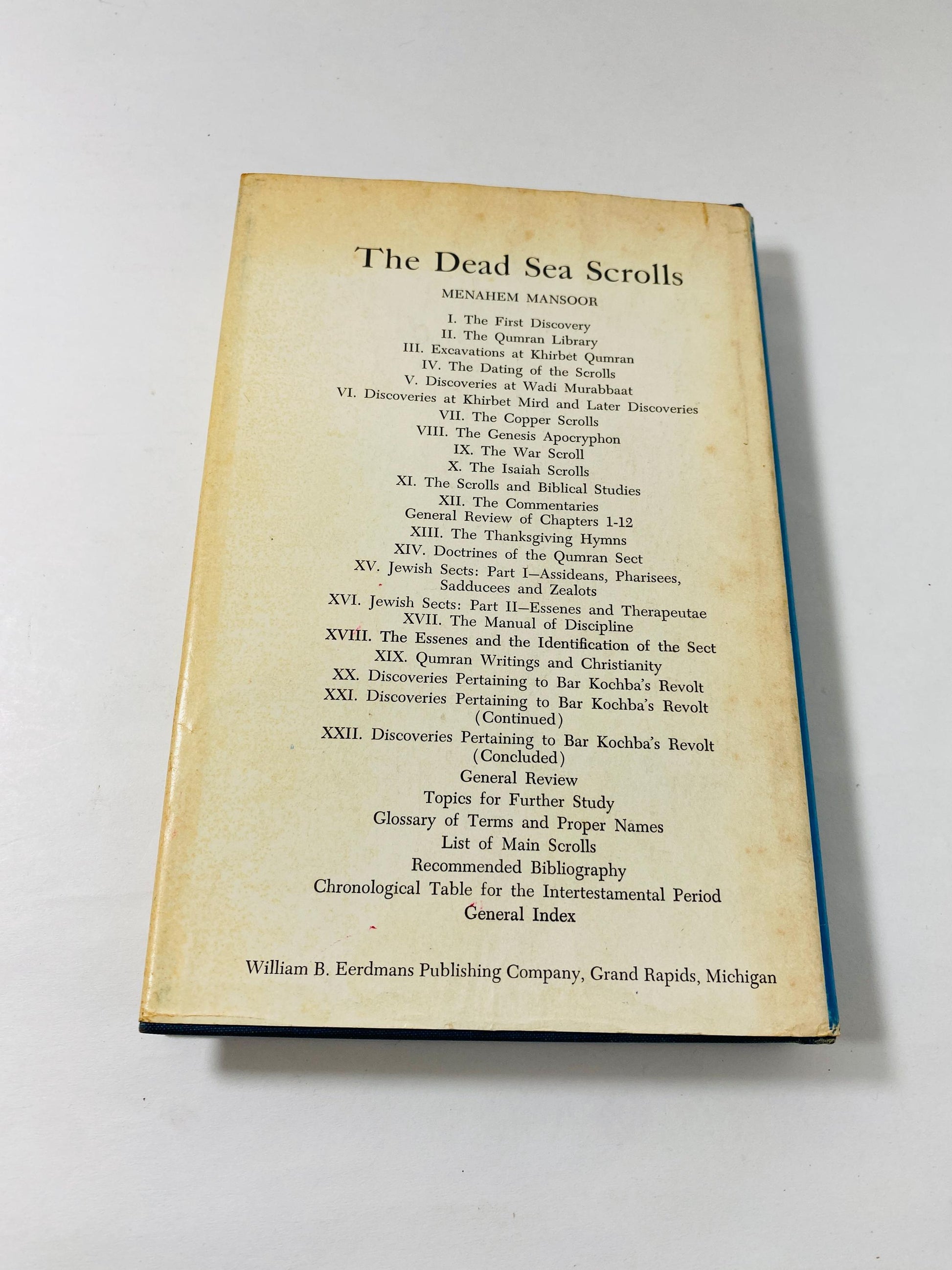 Dead Sea Scrolls vintage book by Menaheim Mansoor circa 1967 amazing secrets behind these Judean desert 2000-year-old texts