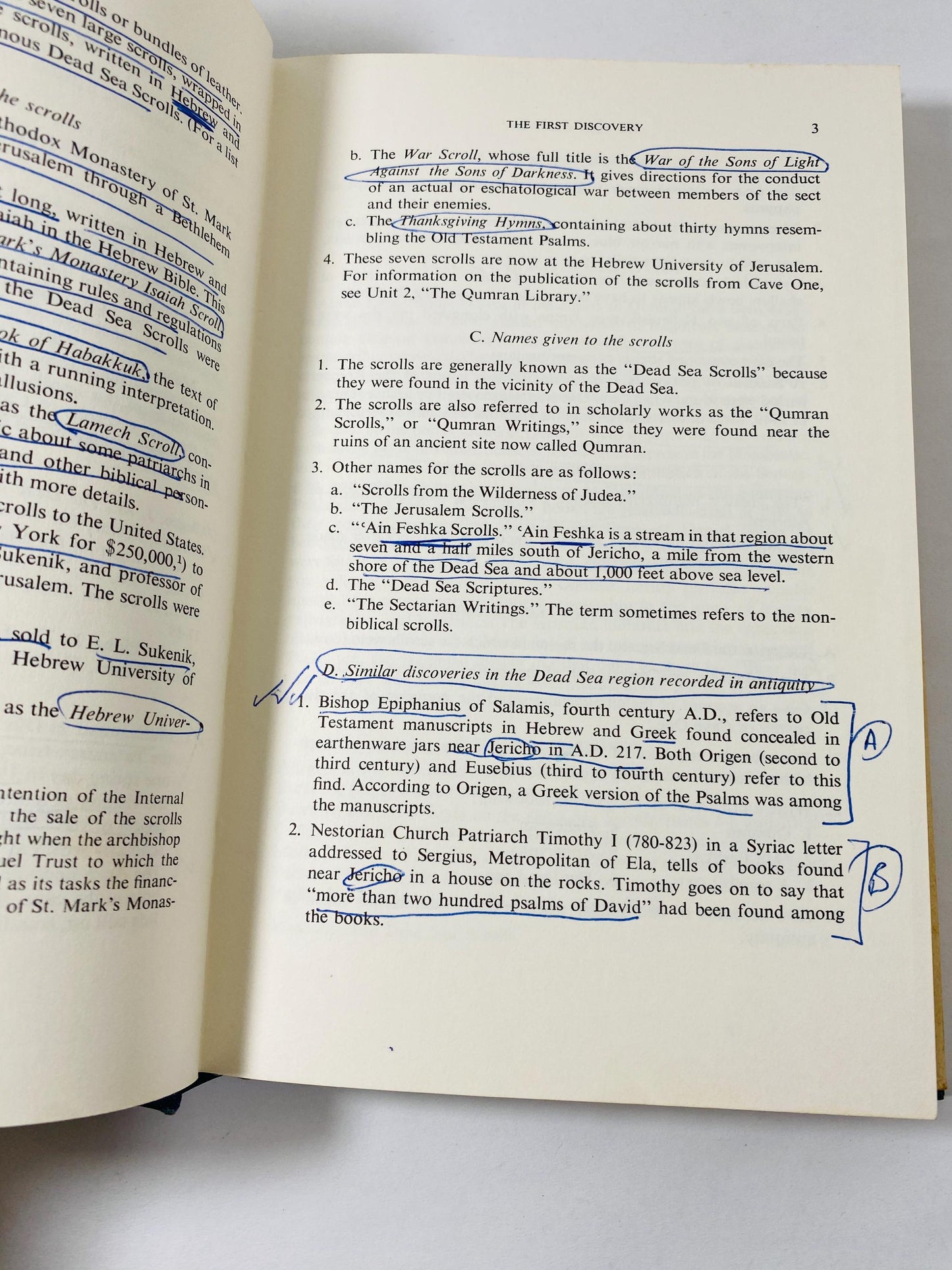 Dead Sea Scrolls vintage book by Menaheim Mansoor circa 1967 amazing secrets behind these Judean desert 2000-year-old texts