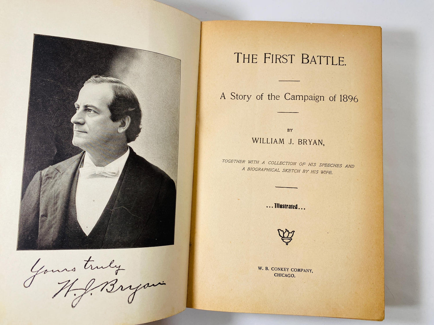 1896 William Jennings Bryan antique book Story of the Presidential Campaign with McKinley Engraved Illustration history politics collectible