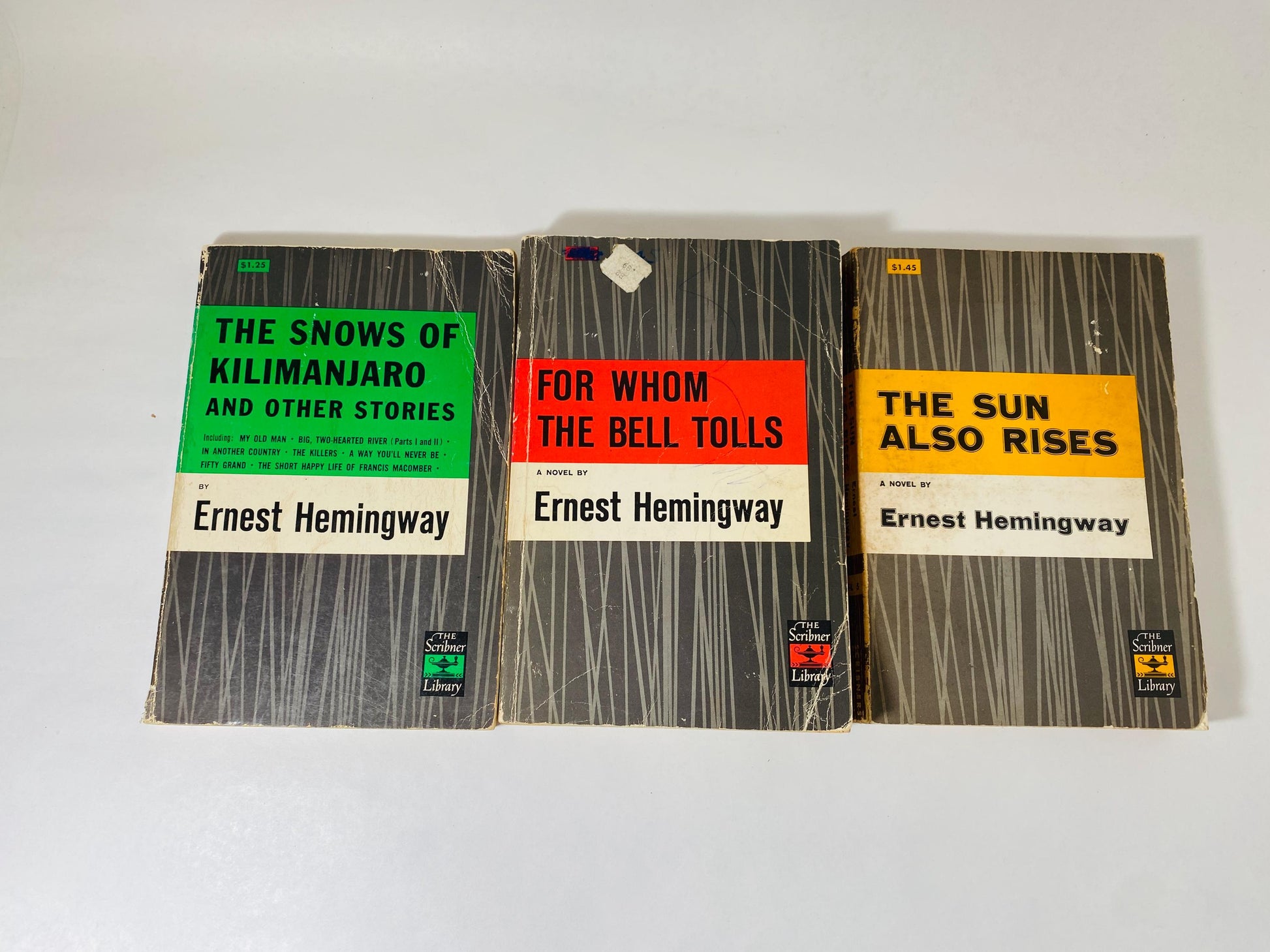 1952 Ernest Hemingway vintage paperback book set Farewell to Arms For Whom the Bell Tolls Snows of Kilimanjaro Love story Scribner