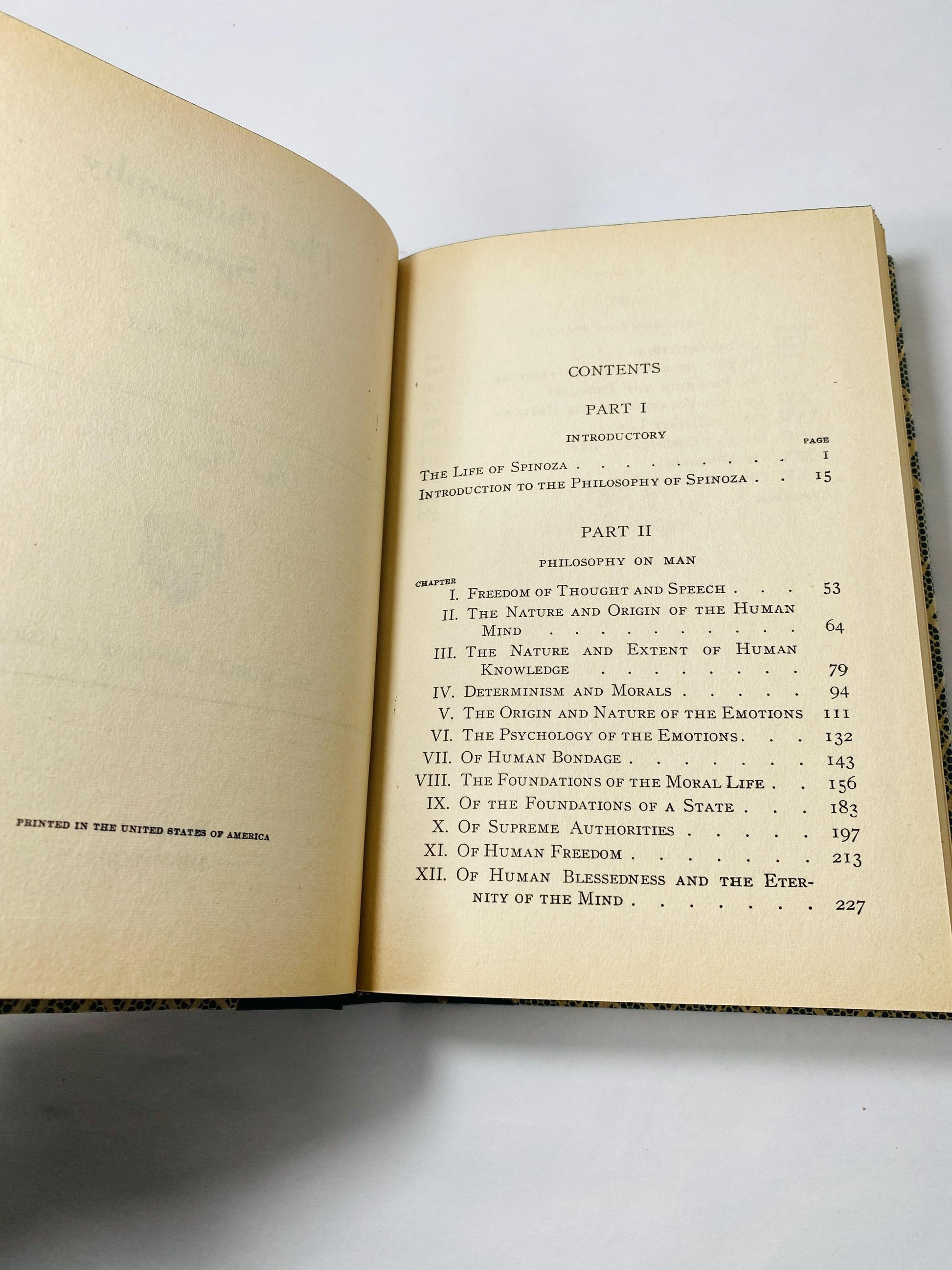 Metaphysics & writings of Spinoza vintage book circa 1930 Portuguese-Jewish philosopher epistemology, political philosophy, ethics, science