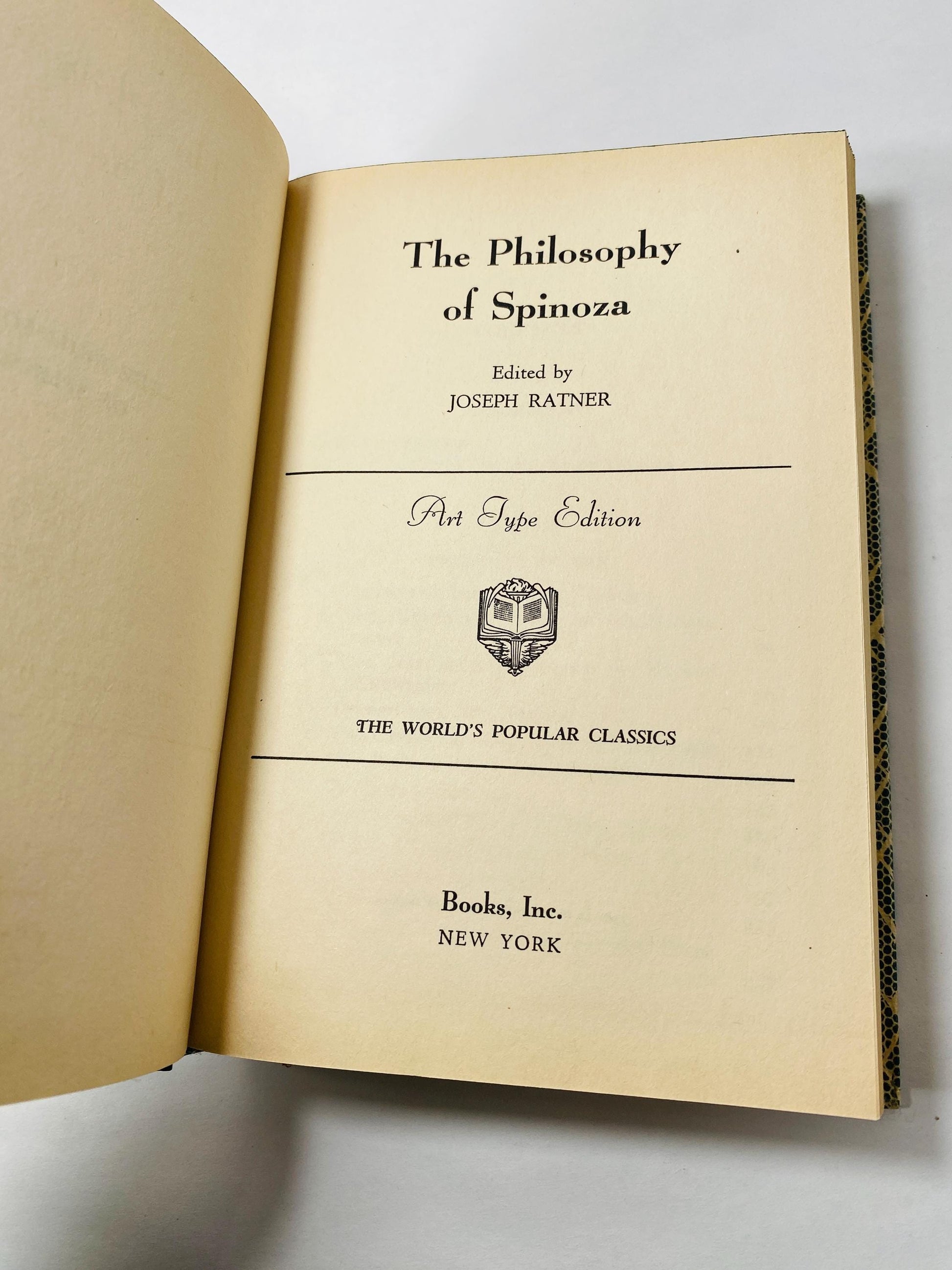 Metaphysics & writings of Spinoza vintage book circa 1930 Portuguese-Jewish philosopher epistemology, political philosophy, ethics, science