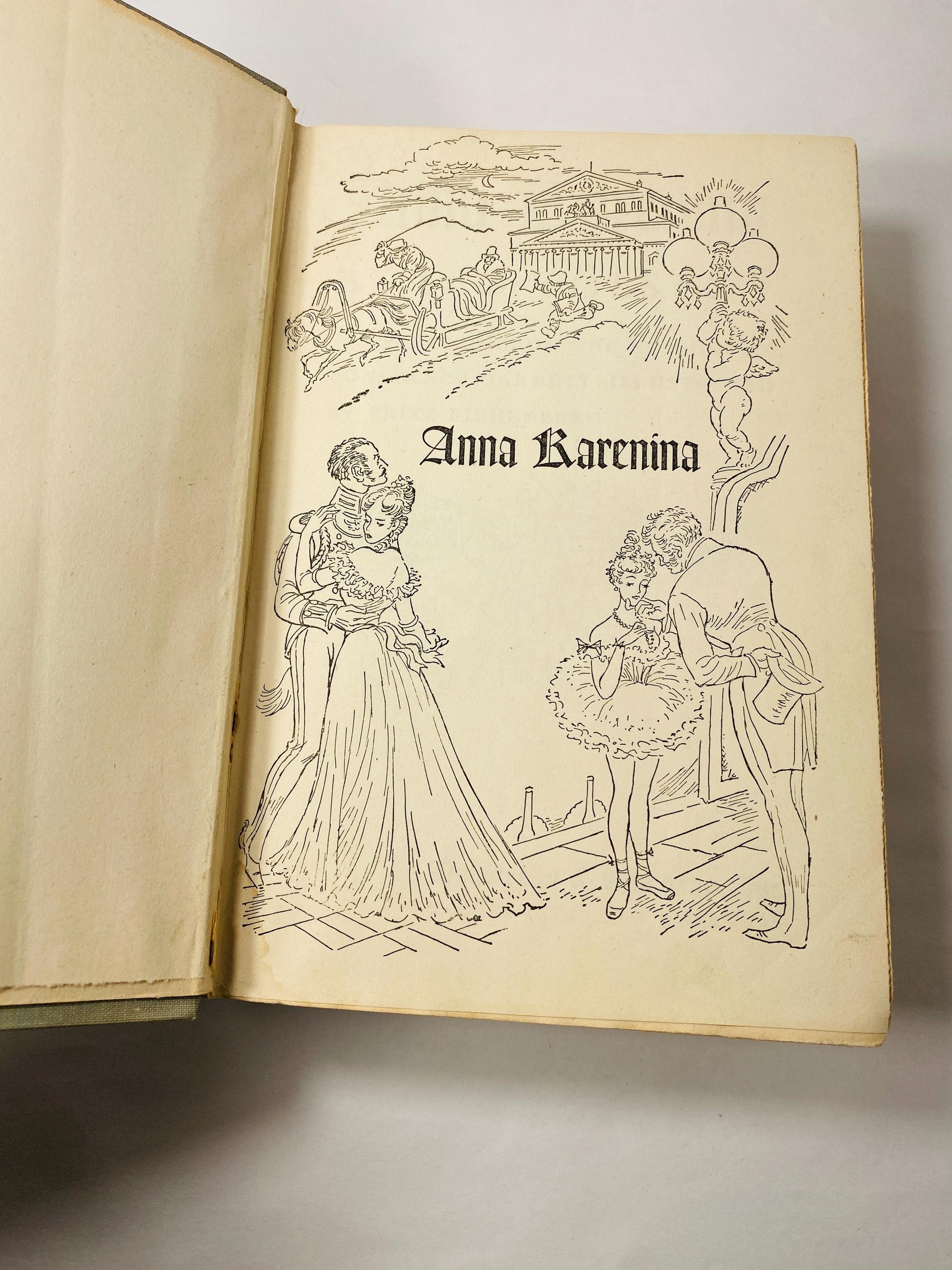 Anna Karenina by Leo Tolstoy Vintage book circa 1944 Beautiful blue book decor. Russian Story of love, lust, passion betrayal