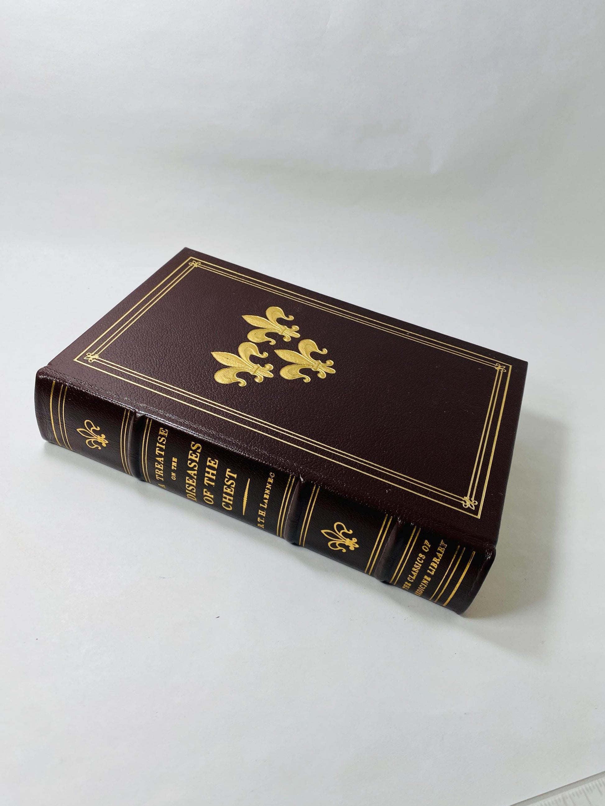 Diseases of the Chest Anatomy and Diagnosis vintage medical book by RTH Laennec GORGEOUS leather cover embossed gold Surgery Medicine Doctor