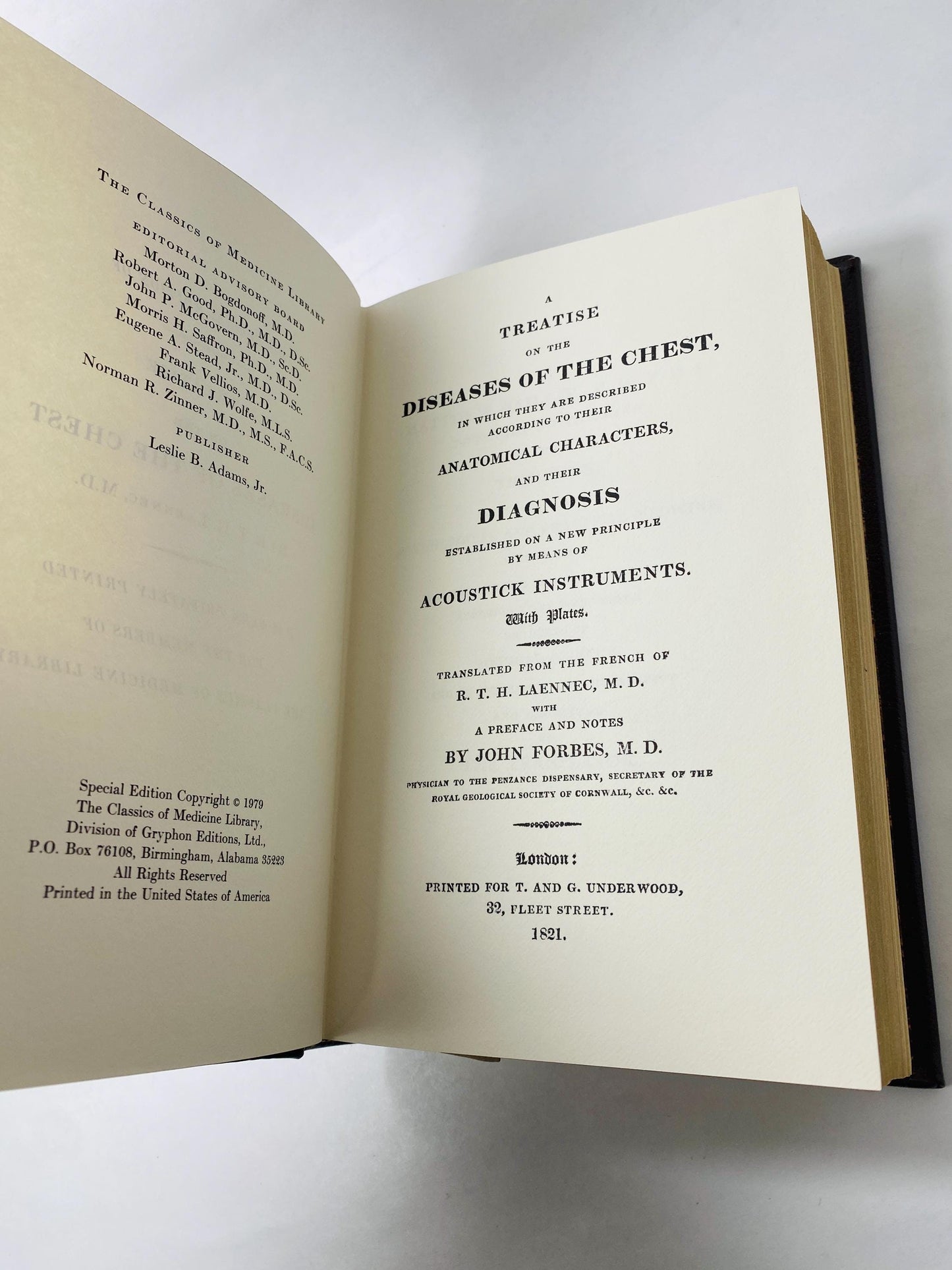 Diseases of the Chest Anatomy and Diagnosis vintage medical book by RTH Laennec GORGEOUS leather cover embossed gold Surgery Medicine Doctor