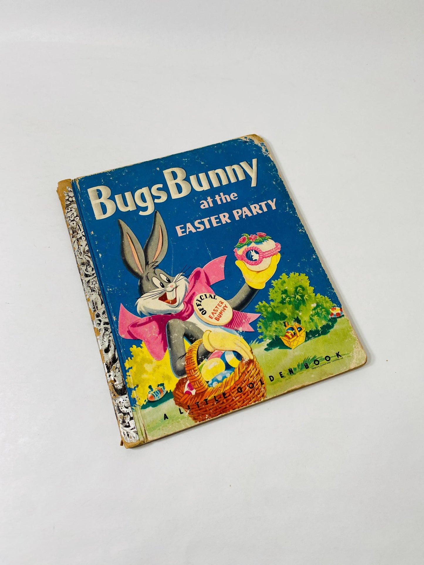 1953 Bugs Bunny at the Easter Party Vintage Little Golden Book with Elmer Fudd, Porky Pig, Daffy Duck, Petunia Pig.