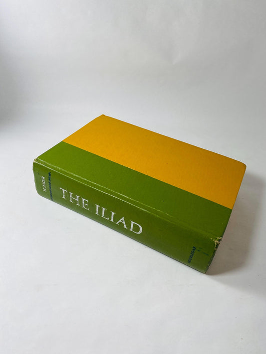 Homer The Iliad vintage book with orange and green boards Home bookshelf decor philosophy teen reading