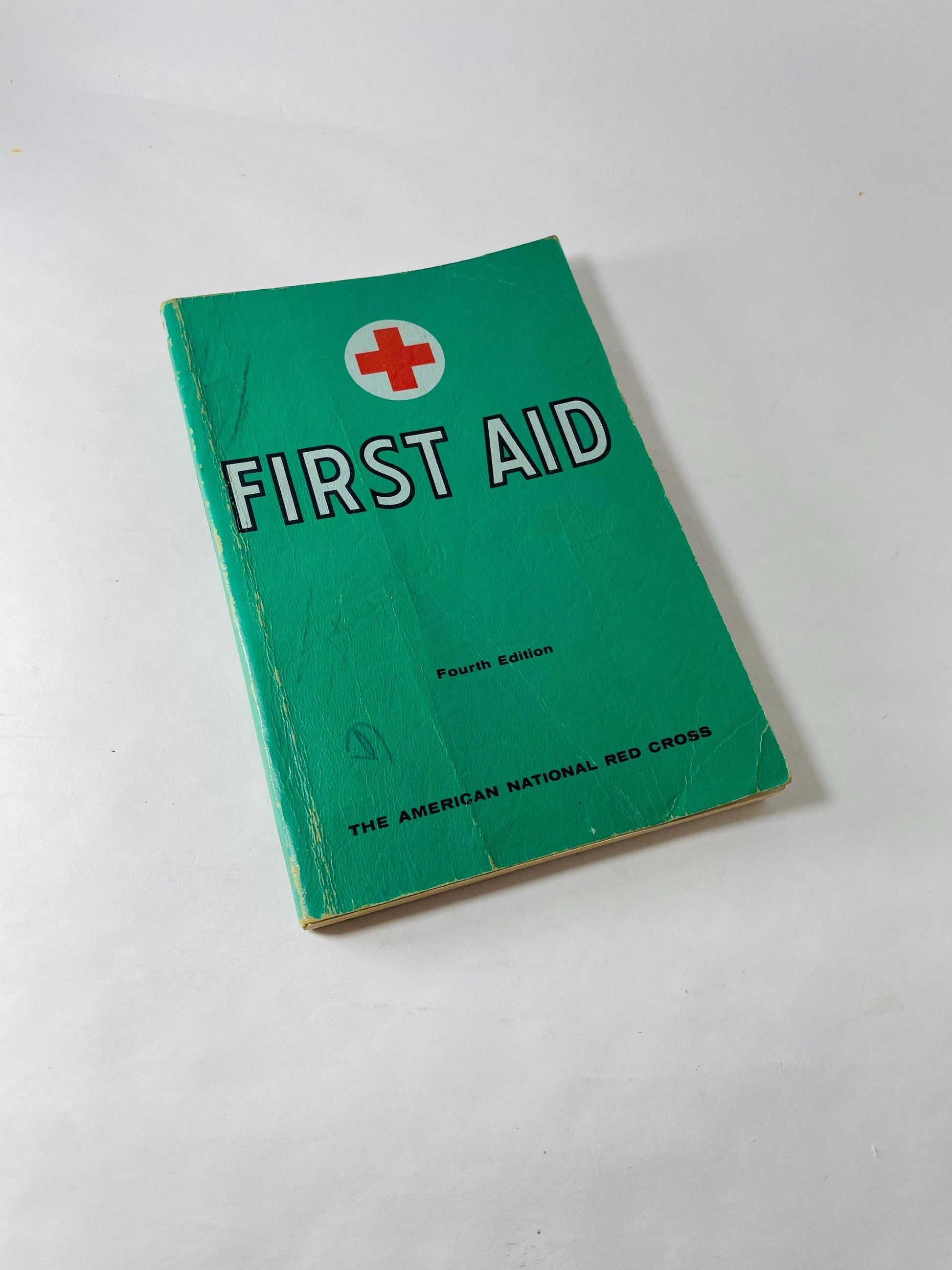 1957 Rare American Red Cross Society vintage manual Nursing First Aid Medicine. Doctor gift Green paperback reference book Office decor.