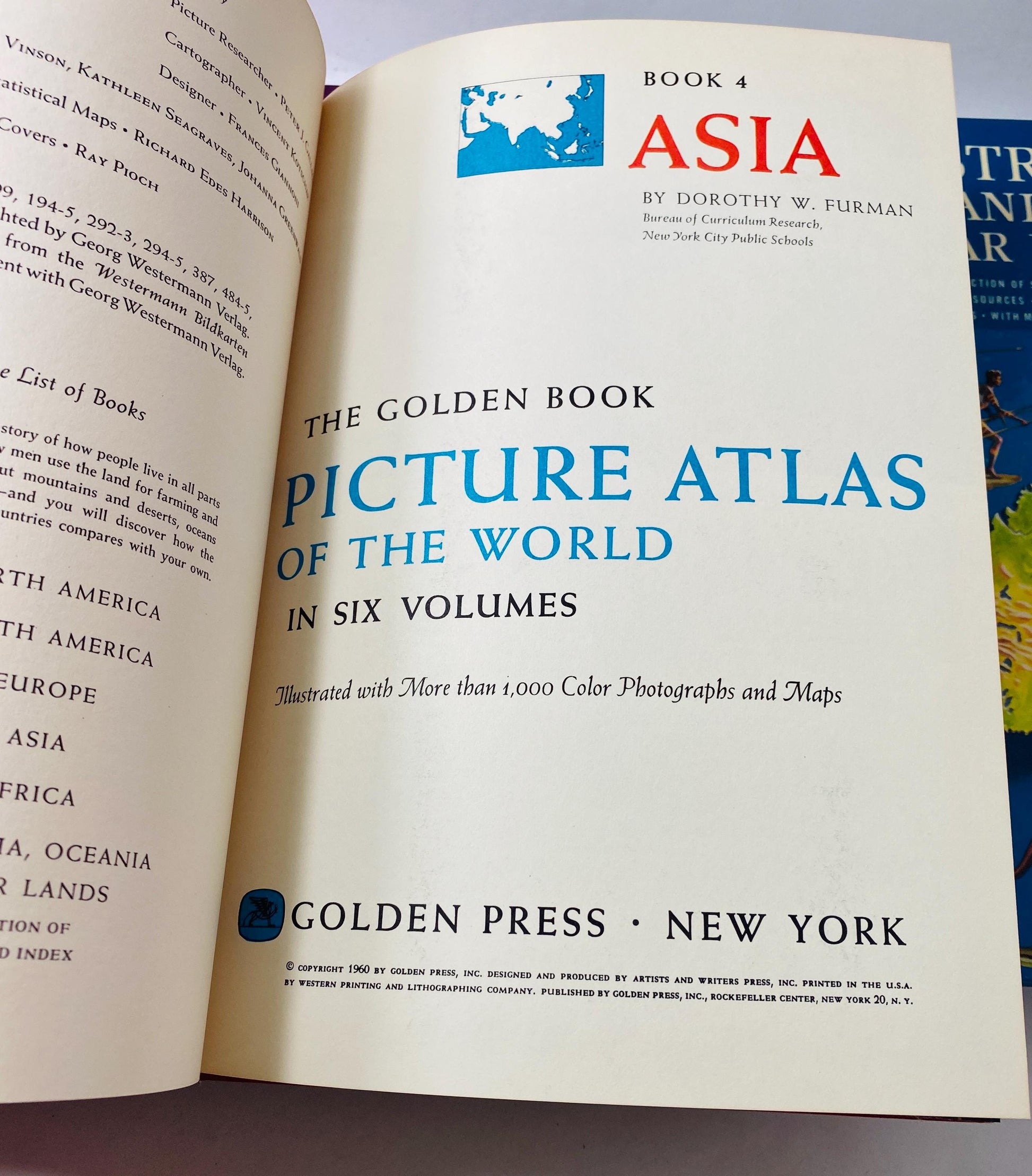 1960 Golden Book Picture Atlas vintage children’s continents North America World Geography