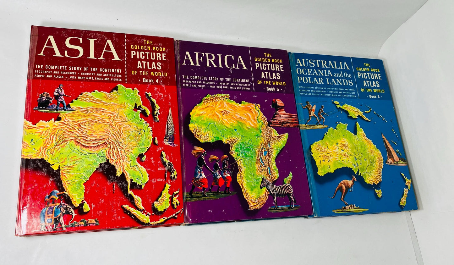 1960 Golden Book Picture Atlas vintage children’s continents North America World Geography