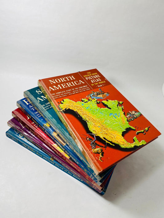 1960 Golden Book Picture Atlas vintage children’s continents North America World Geography