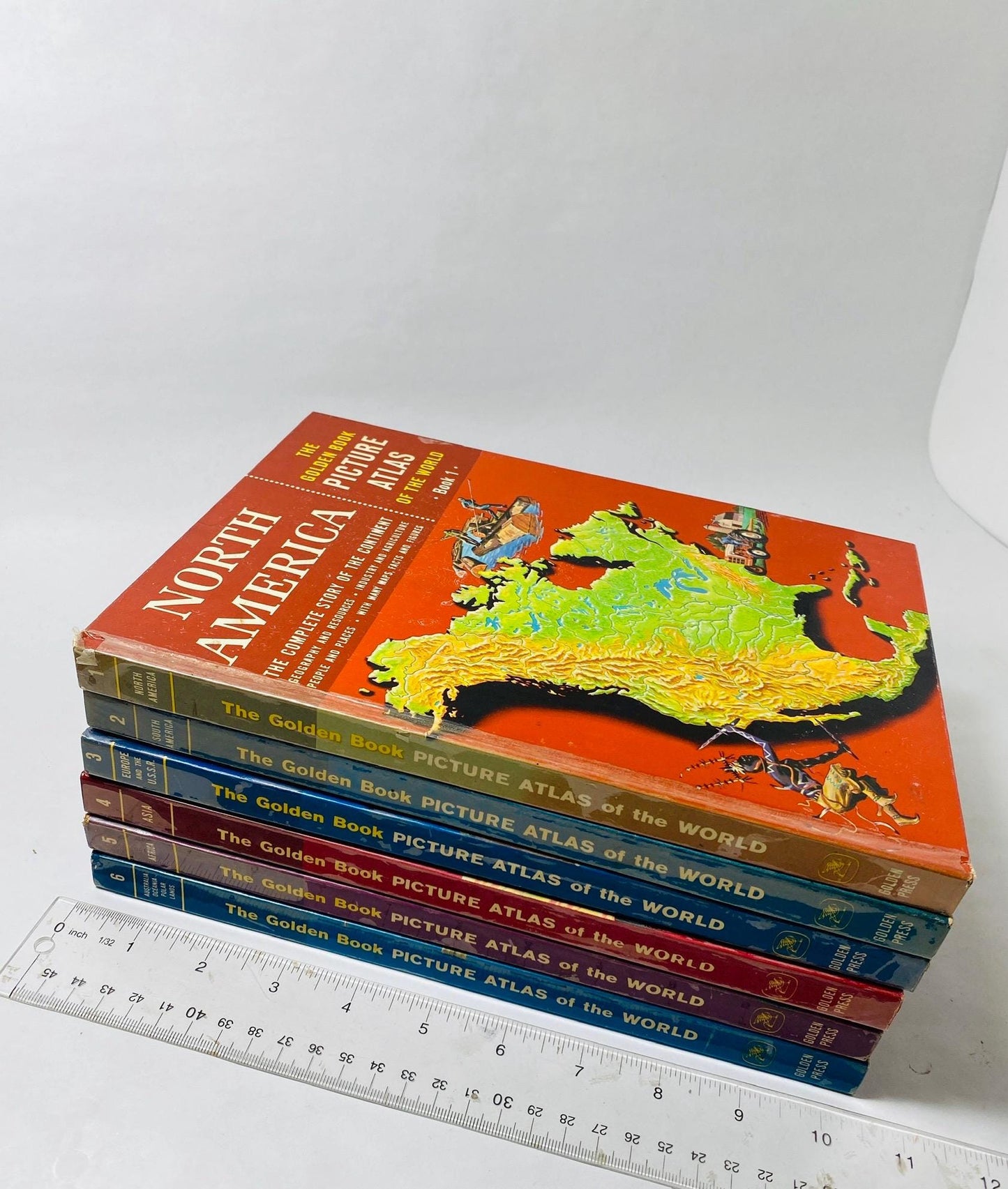 1960 Golden Book Picture Atlas vintage children’s continents North America World Geography