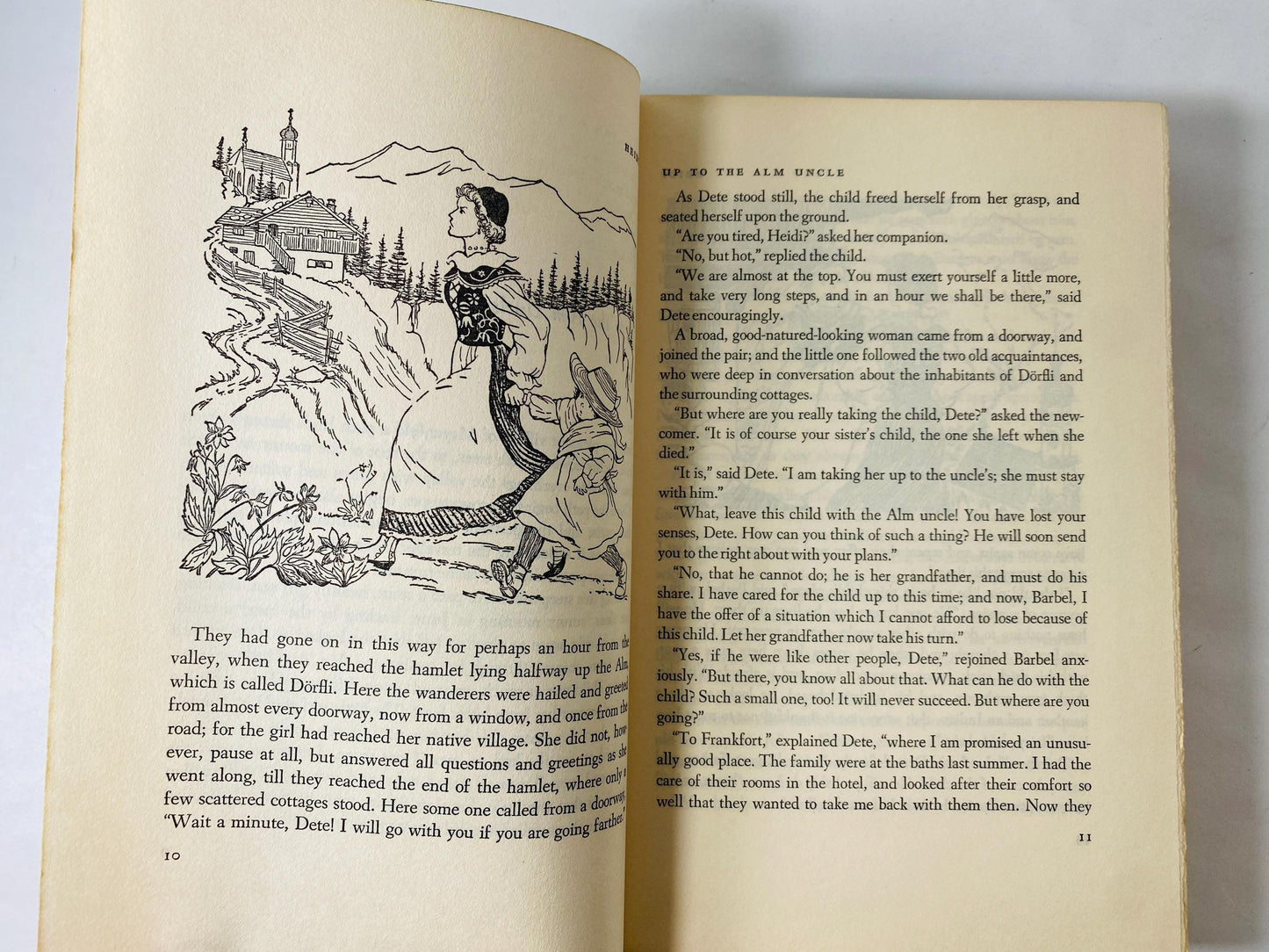 1926 Heidi vintage Illustrated Sears book by Johanna Spyri large blue Children's nursery decor prop set