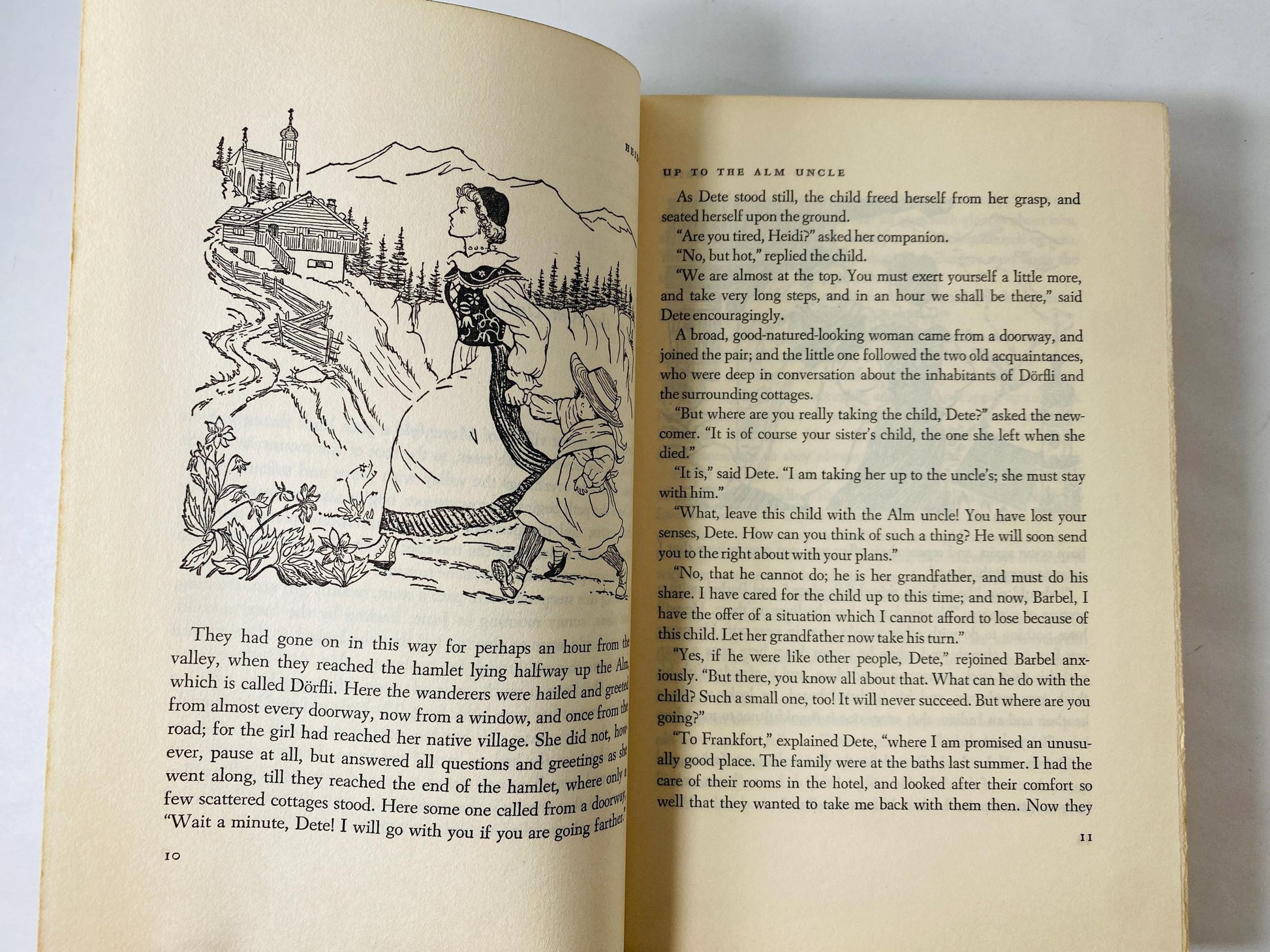 1926 Heidi vintage Illustrated Sears book by Johanna Spyri large blue Children's nursery decor prop set