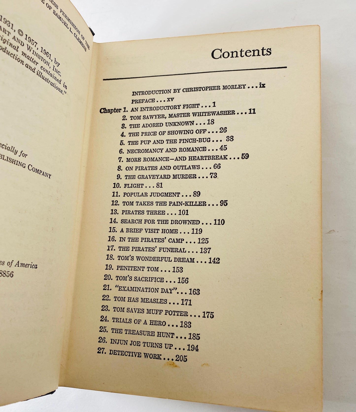 1961 Adventures of Tom Sawyer vintage book by Mark Twain Samuel Clemens green bookshelf decor Christmas stocking stuffer