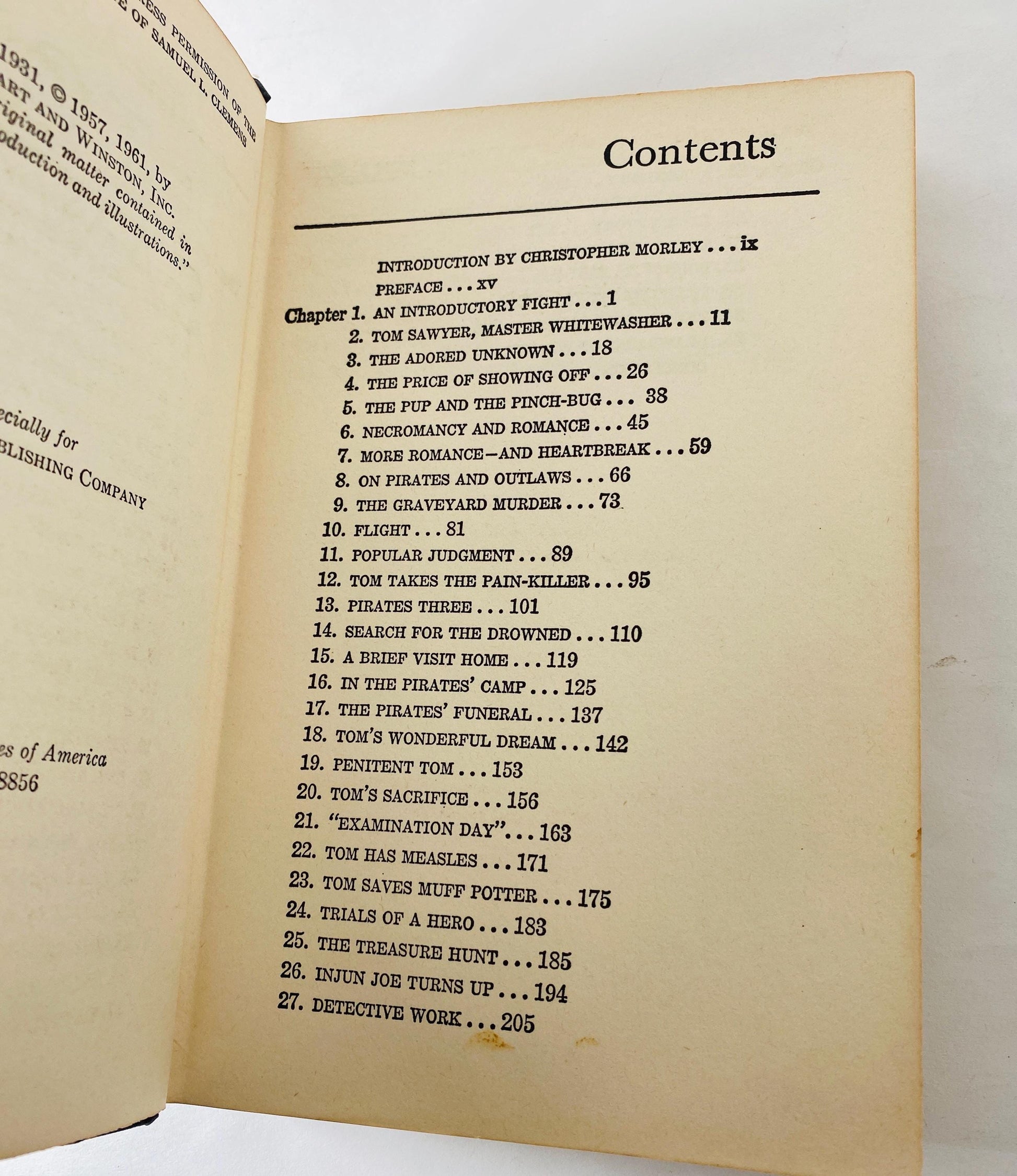 1961 Adventures of Tom Sawyer vintage book by Mark Twain Samuel Clemens green bookshelf decor Christmas stocking stuffer