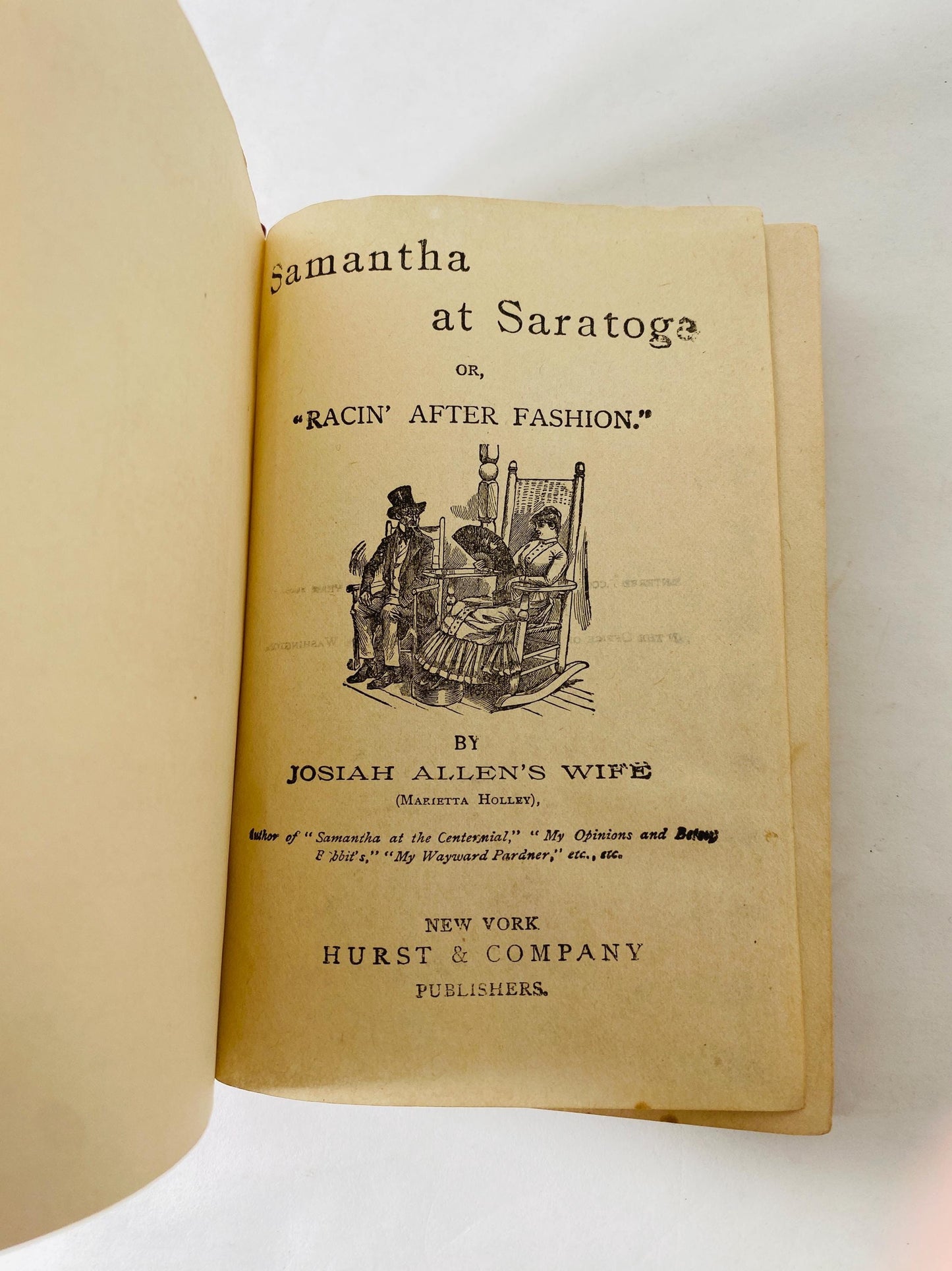 Samantha at Saratoga Flirting With Fashion Antique book circa 1887 by Marietta Holley about dangers of trying to conform to societal norms