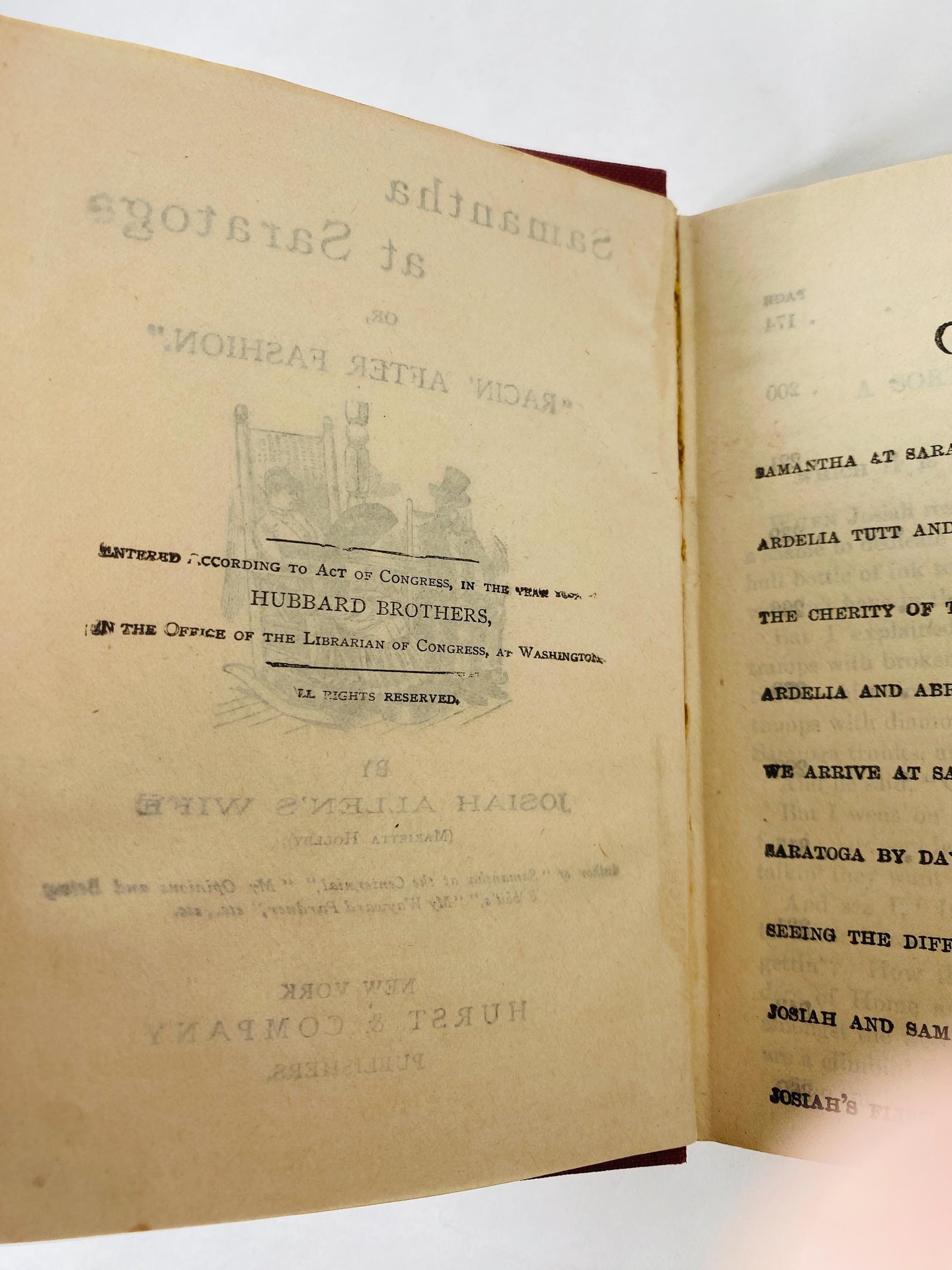 Samantha at Saratoga Flirting With Fashion Antique book circa 1887 by Marietta Holley about dangers of trying to conform to societal norms