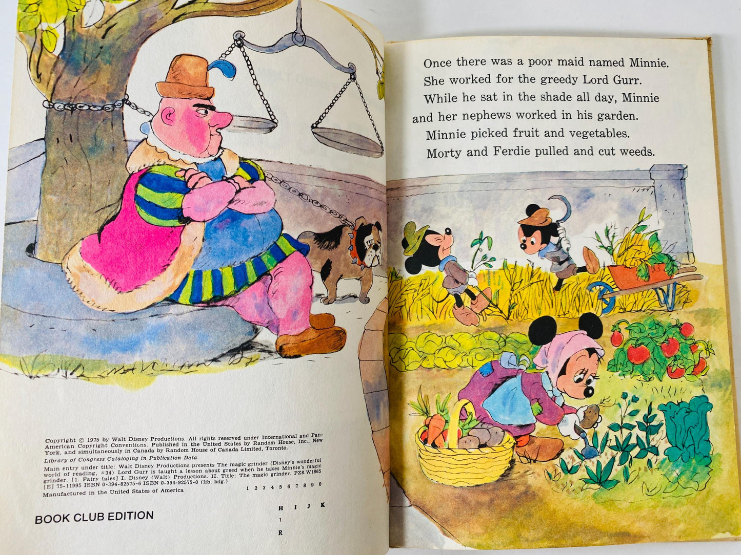 Disney's Magic Grinder vintage children's book circa 1975 Lord Gurr is taught a lesson about greed Mickey Mouse
