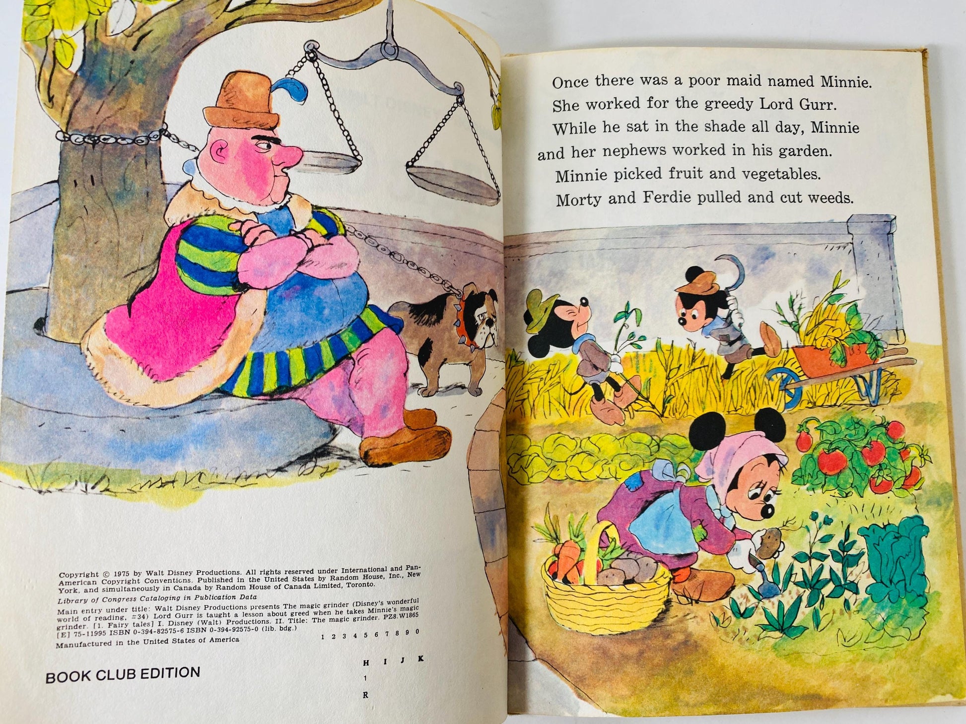 Disney's Magic Grinder vintage children's book circa 1975 Lord Gurr is taught a lesson about greed Mickey Mouse