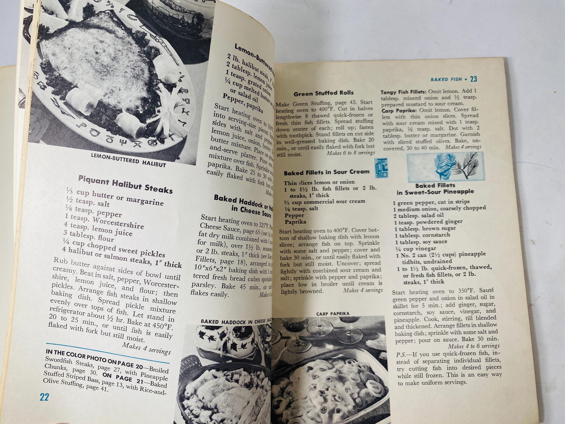 1958 Fish & Seafood Cook vintage booklet Recipe cookbook all-American dishes Clam chowder bean soup Boston brown bread