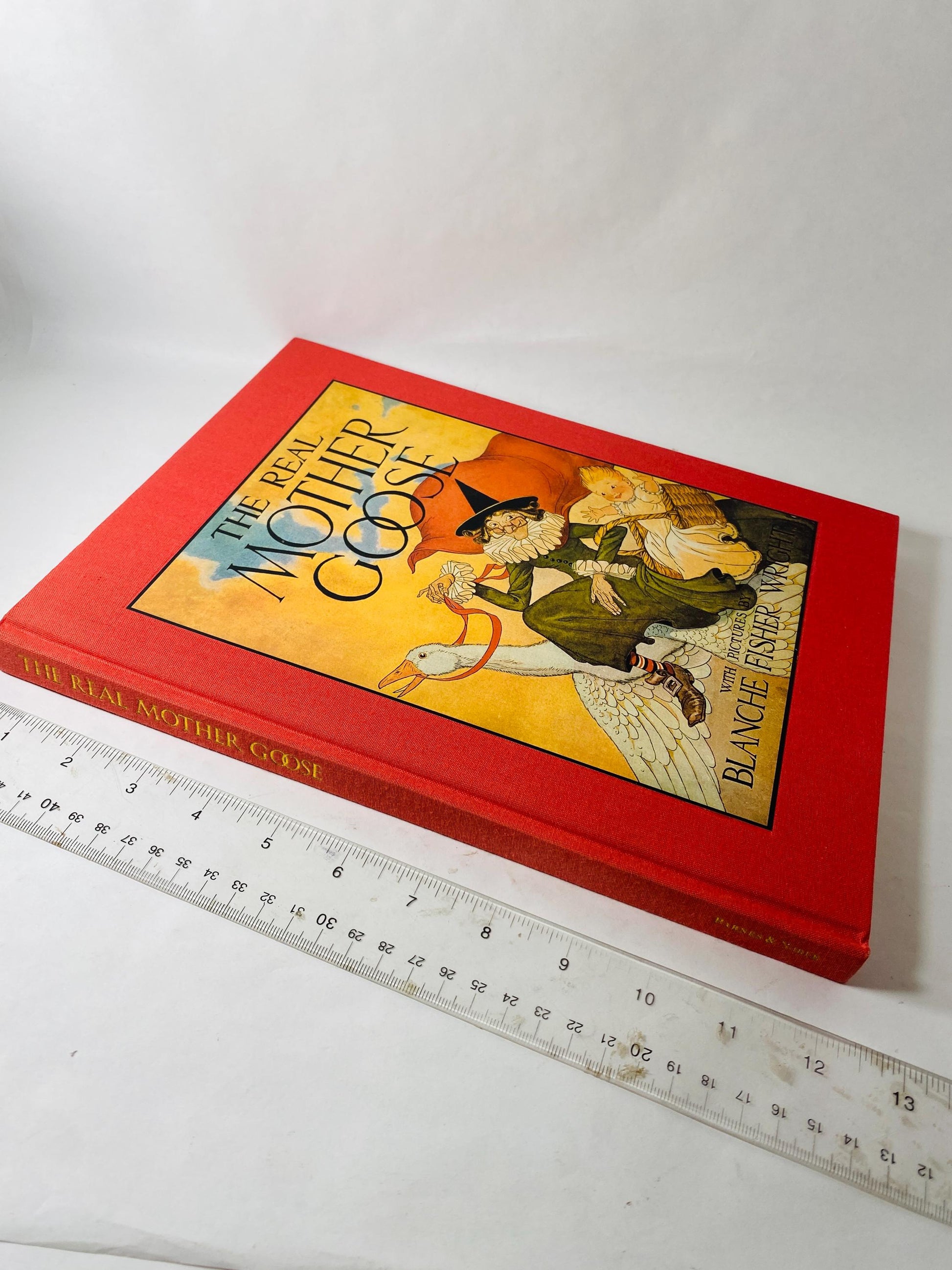 Real Mother Goose LARGE vintage book illustrated by Blanche Fisher Wright children's Fairy Tales Bedtime stories porch