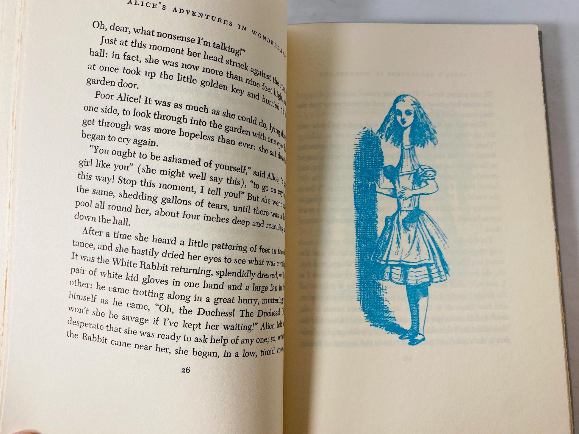 1954 Alice in Wonderland vintage book by Lewis Carroll Junior Deluxe Edition illustrations by John Tenniel