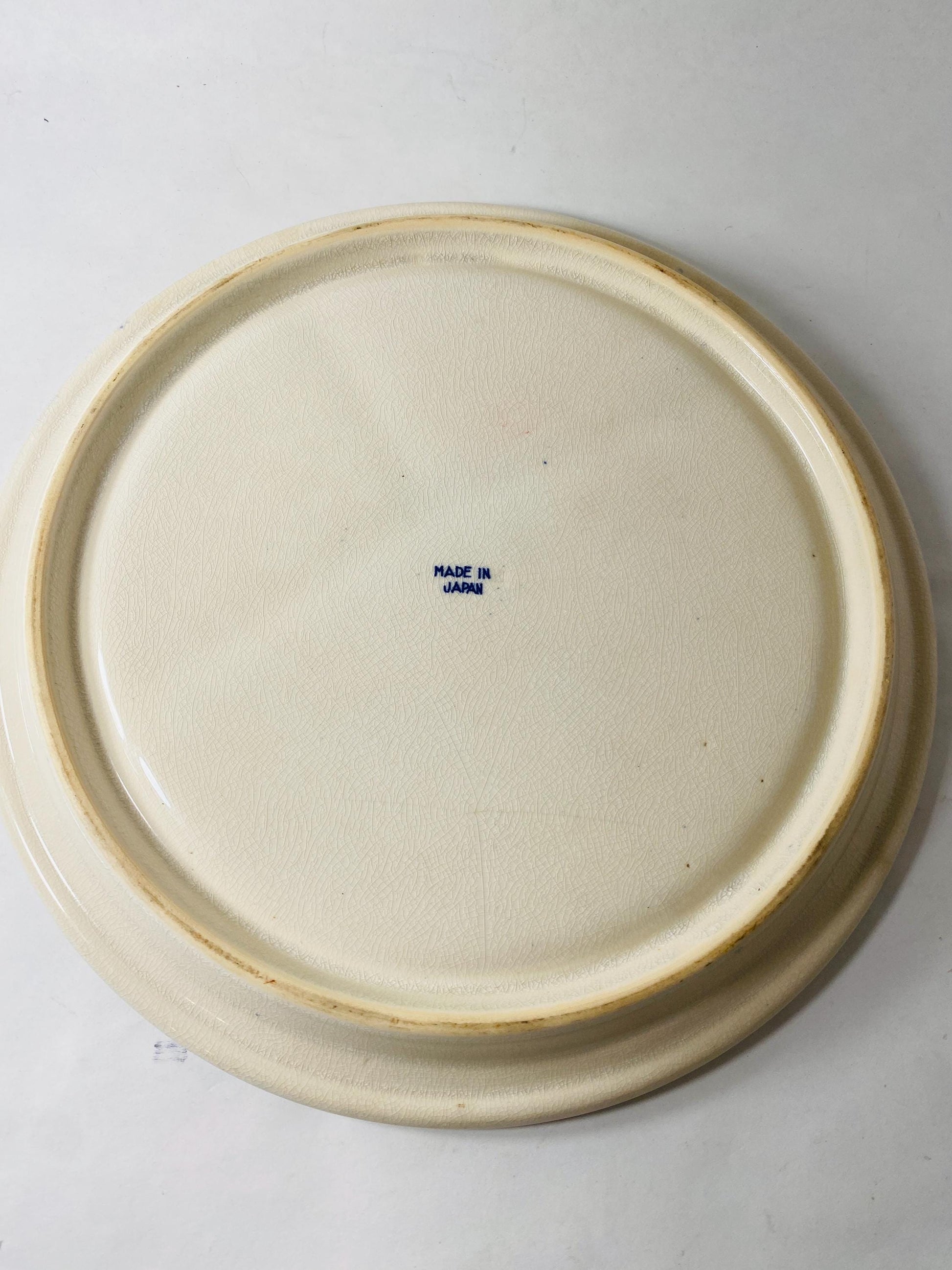 1930s Vintage Moriyama Blue Willow porcelain 10" divided plate Made in Japan grill partitioned cottage decor