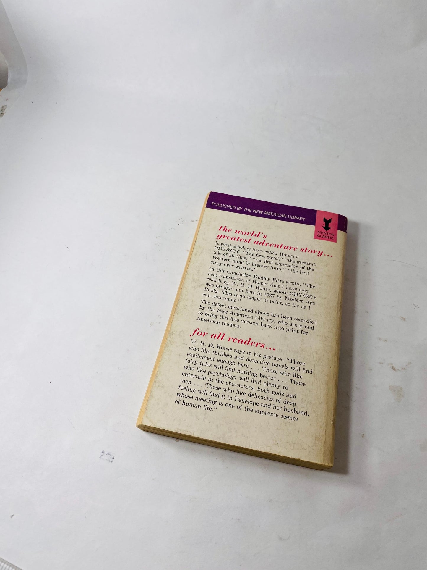 Odyssey by Homer. Vintage paperback book circa 1962 Mentor edition. Book lover gift. Mythology philosophy