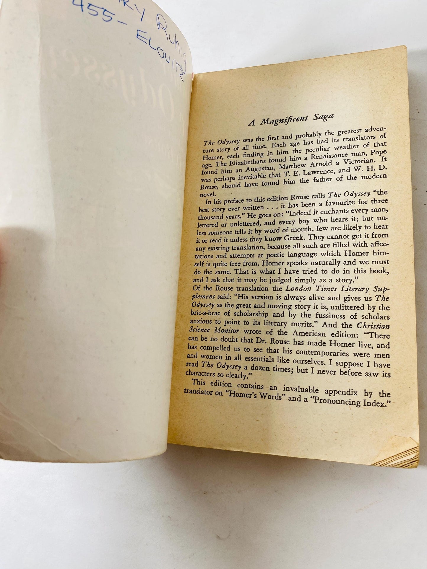 Odyssey by Homer. Vintage paperback book circa 1962 Mentor edition. Book lover gift. Mythology philosophy
