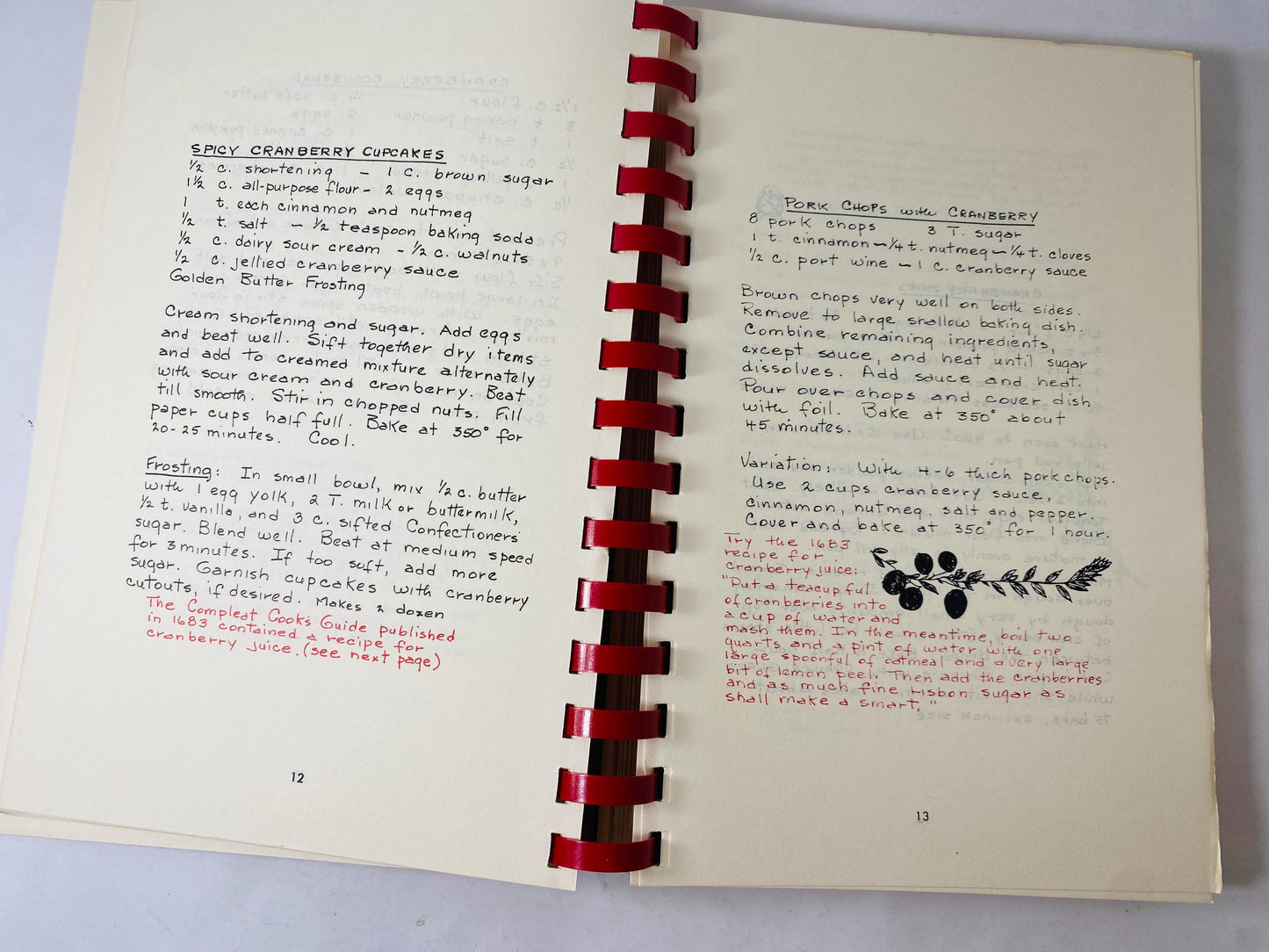 Vintage 1977 Cranberry Connection spiral cookbook FIRST EDITION Cranberry Recipes Cranberrie Cottage Granville Centre Nova Scotia