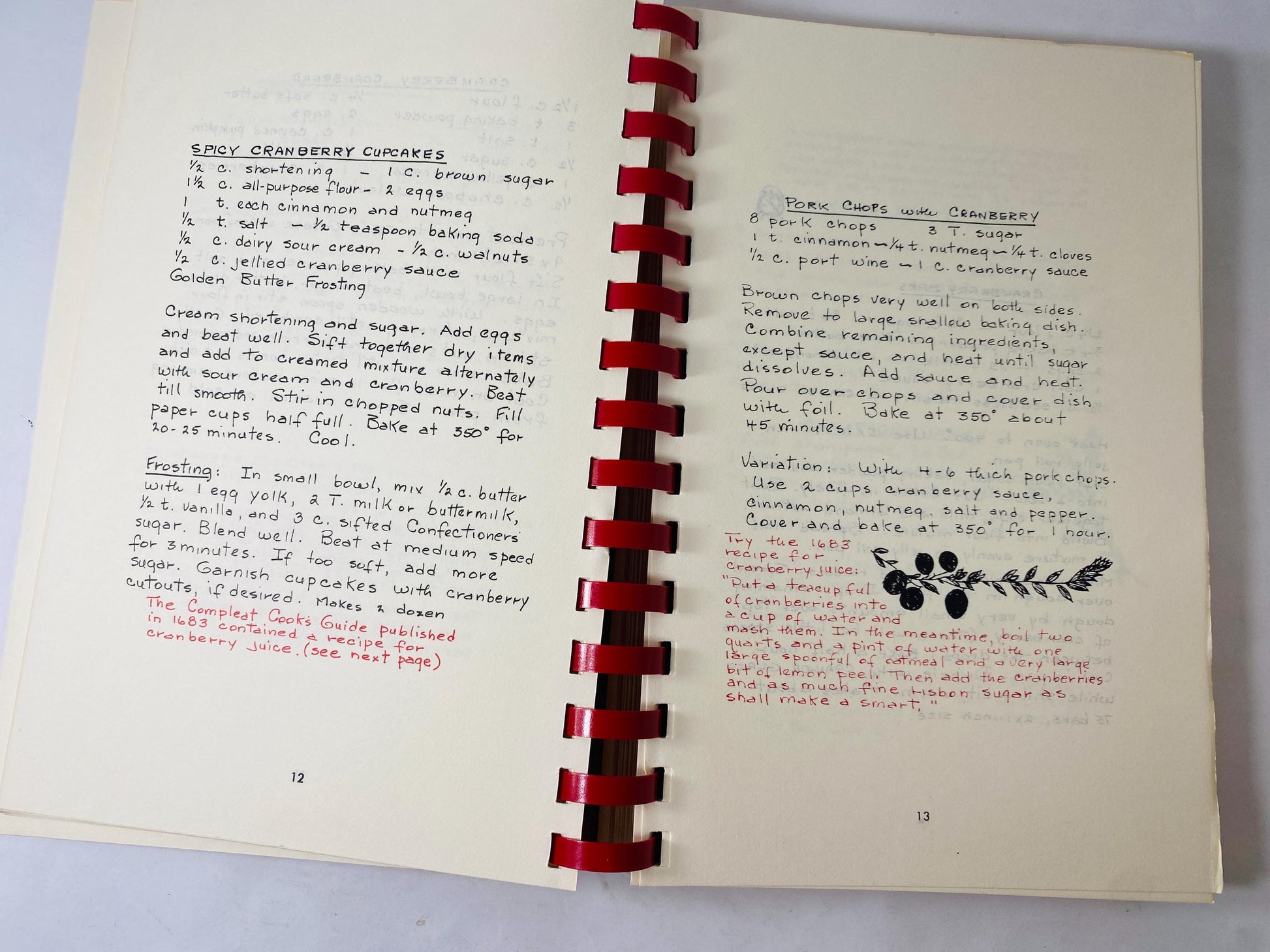 Vintage 1977 Cranberry Connection spiral cookbook FIRST EDITION Cranberry Recipes Cranberrie Cottage Granville Centre Nova Scotia