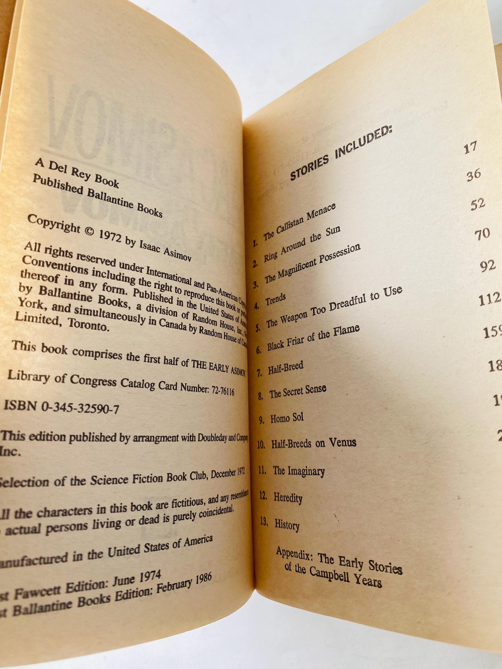 Early Issac Asimov Vintage Avon paperback book circa 1986 Book One Callistan Menace Ring Around Sun Black Friar Venus Half Breed