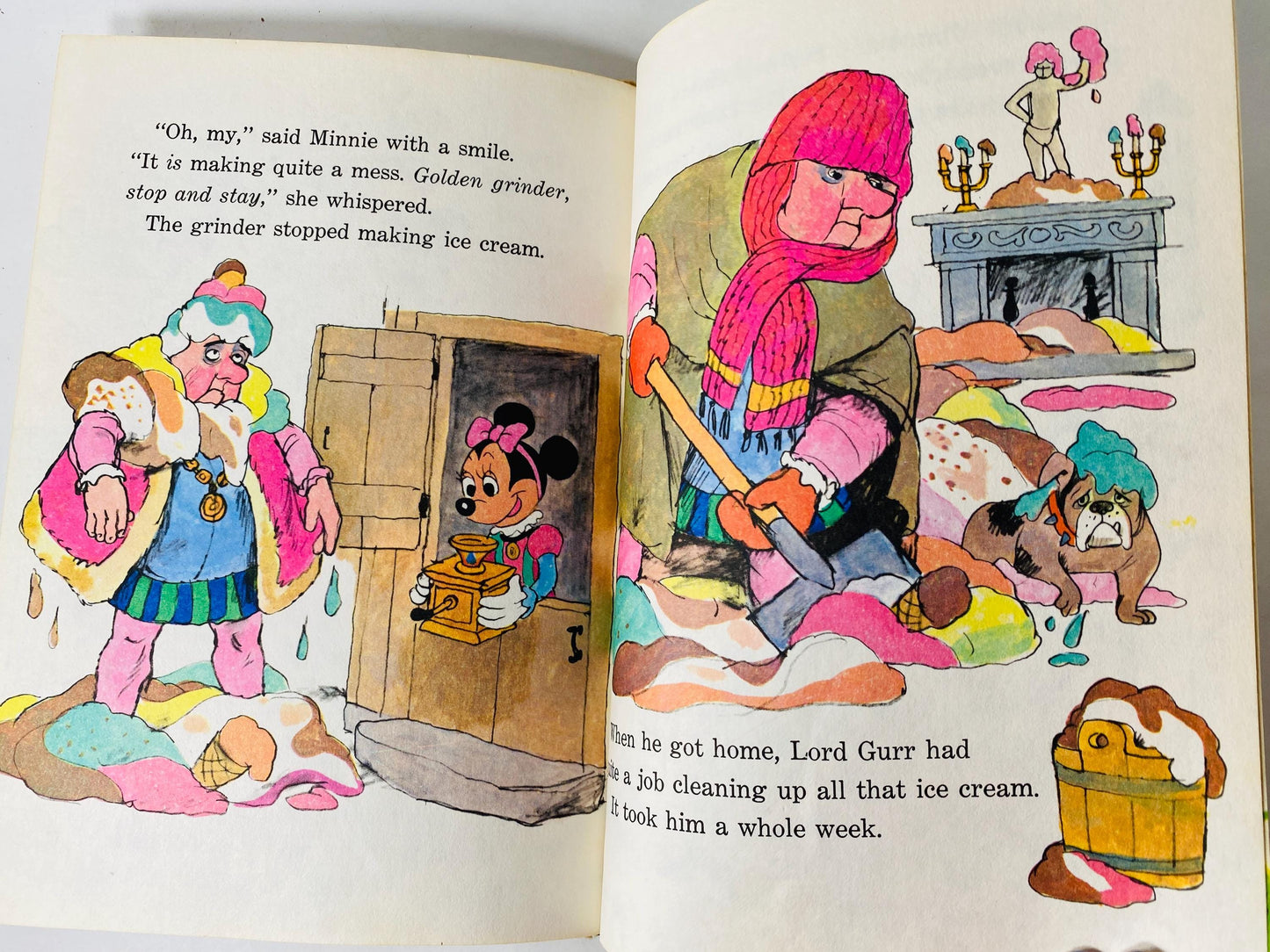 Disney's Magic Grinder vintage children's book circa 1975 Lord Gurr is taught a lesson about greed Mickey Mouse