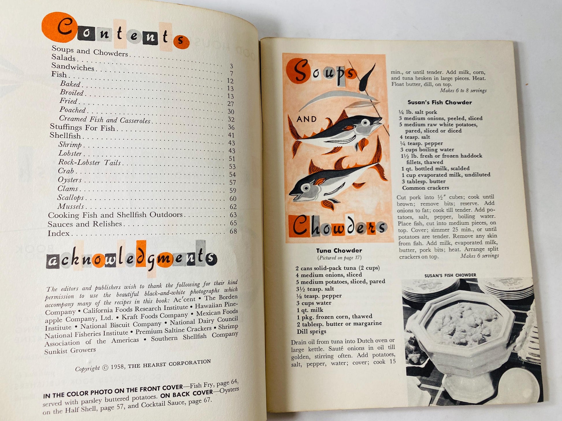 1958 Fish & Seafood Cook vintage booklet Recipe cookbook all-American dishes Clam chowder bean soup Boston brown bread