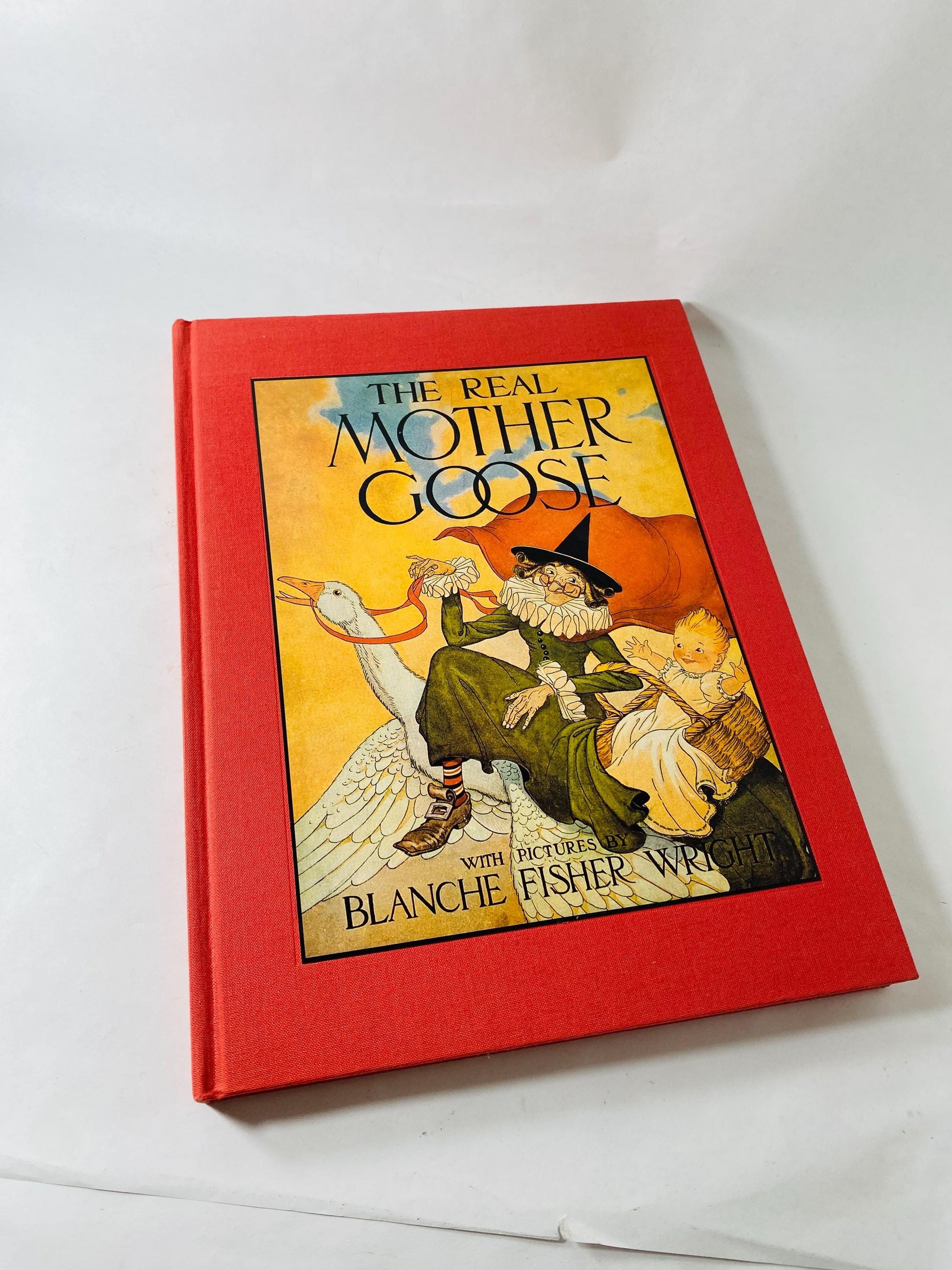 Real Mother Goose LARGE vintage book illustrated by Blanche Fisher Wright children's Fairy Tales Bedtime stories porch