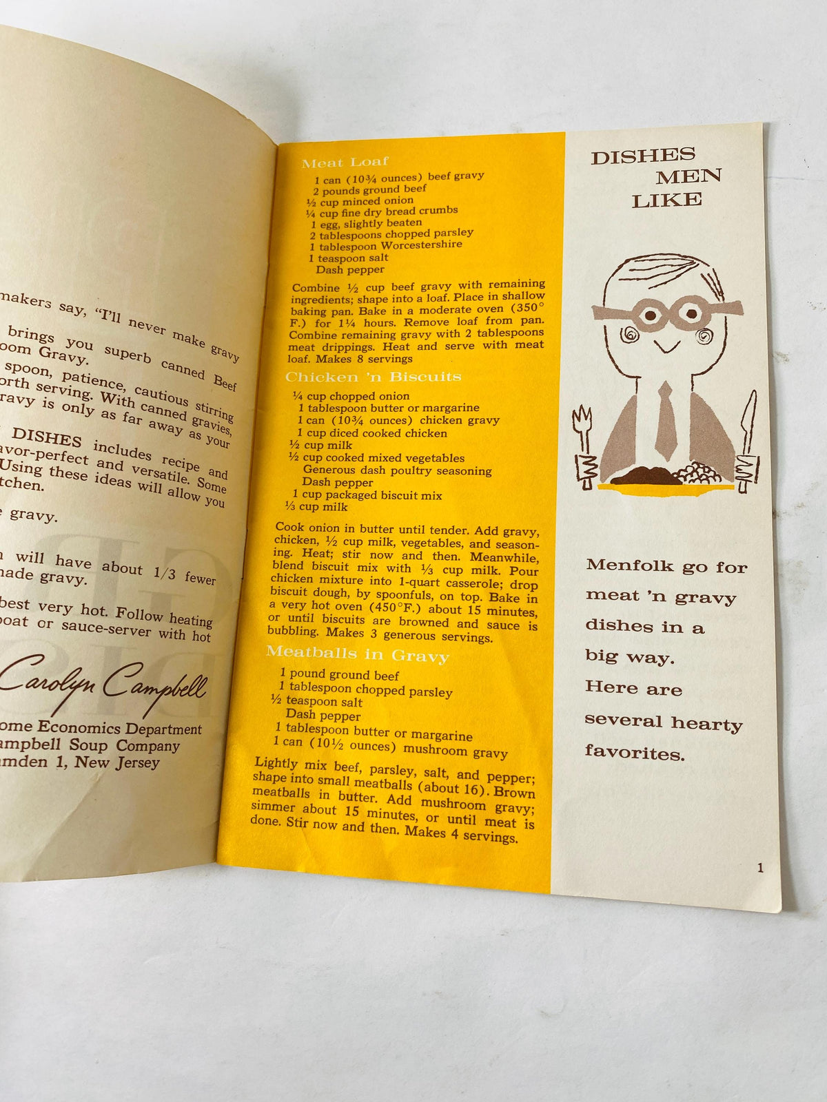 Plain and Fancy Gravy Dishes vintage cookbook booklet circa 1960 by Campbell Soup Company recipes Men Like and other interesting sections!