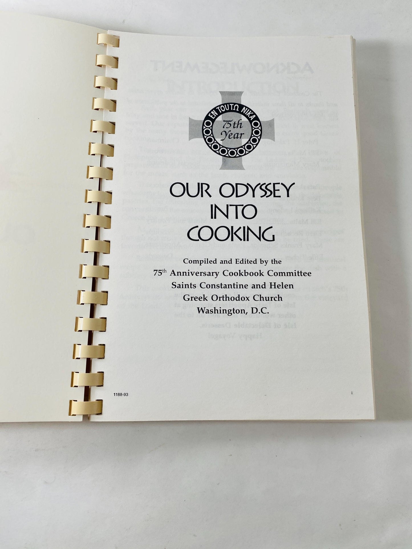 Odyssey into Cooking Greek vintage cookbook circa 1993 from the Saints Constantine and Helen Greek Orthodx Churhc Washington DC Recipes