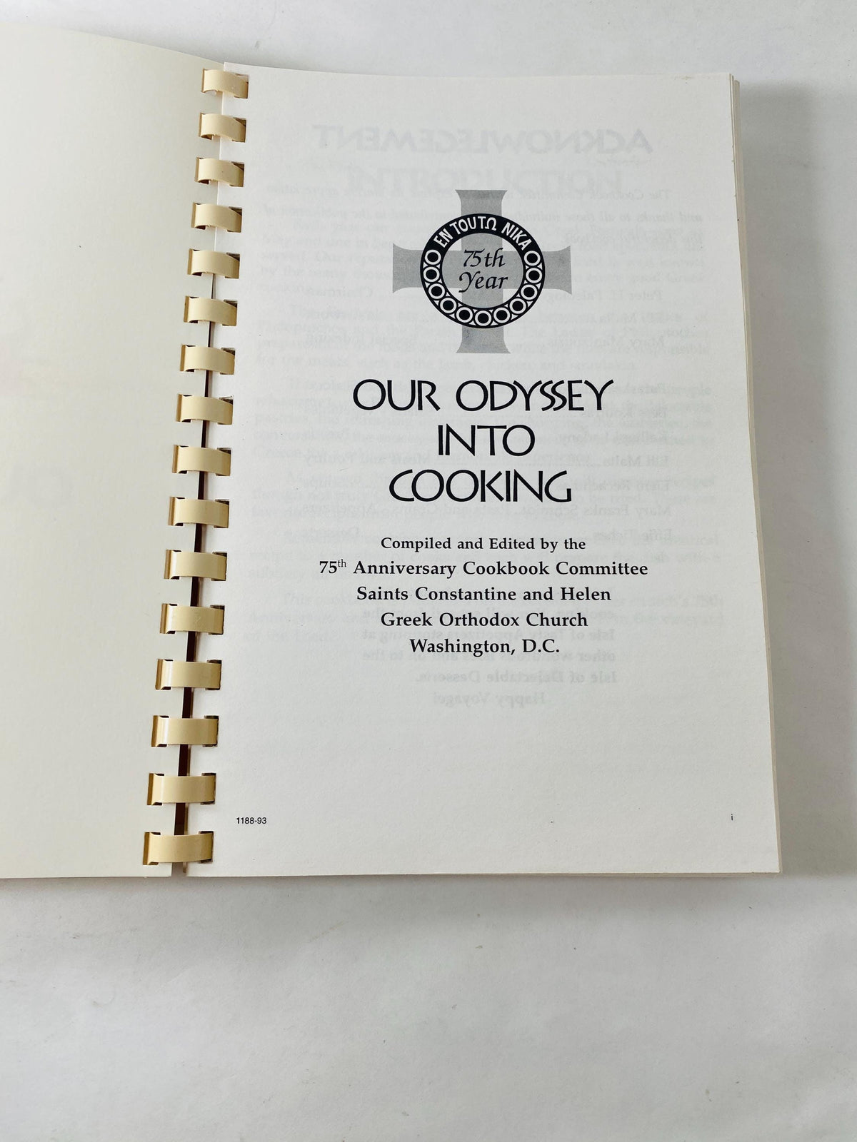 Odyssey into Cooking Greek vintage cookbook circa 1993 from the Saints Constantine and Helen Greek Orthodx Churhc Washington DC Recipes