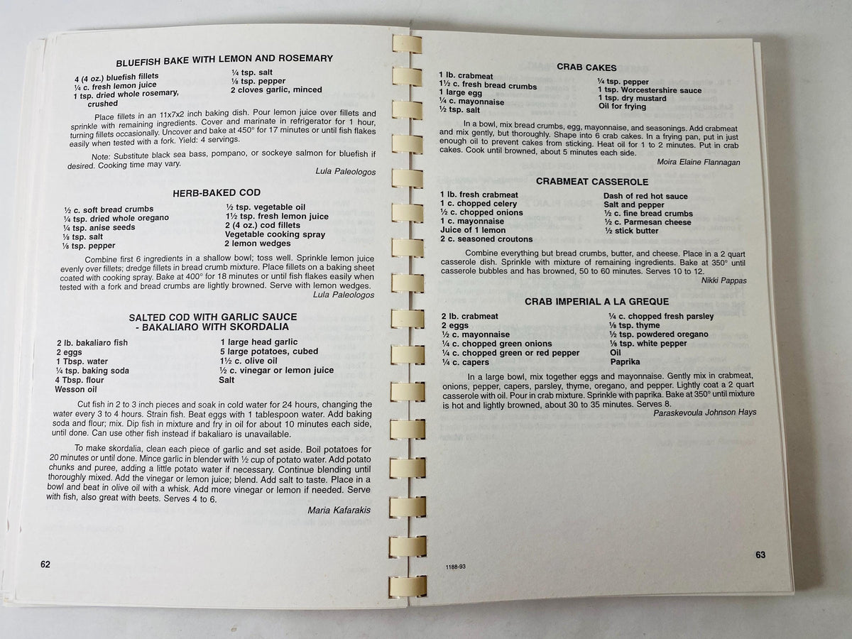 Odyssey into Cooking Greek vintage cookbook circa 1993 from the Saints Constantine and Helen Greek Orthodx Churhc Washington DC Recipes