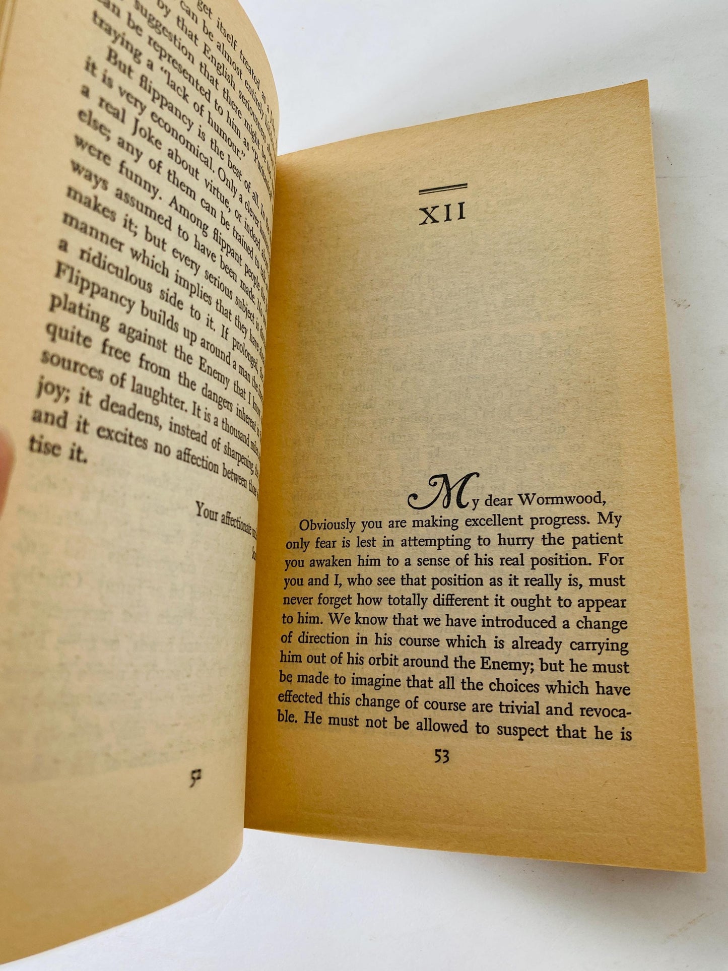 Screwtape Letters by CS Lewis Vintage paperback book circa 1982 about Christianity and God's intervention