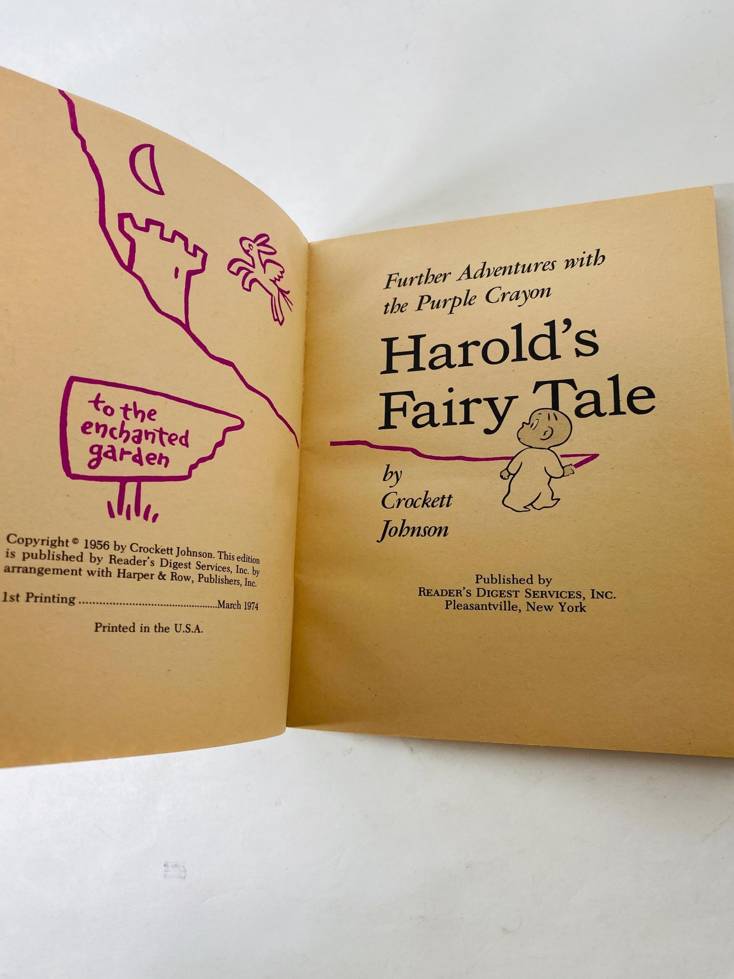 Harold's Fairy Tale vintage children's paperback book by Crockett Johnson circa 1974 Further Adventures with Purple Crayon