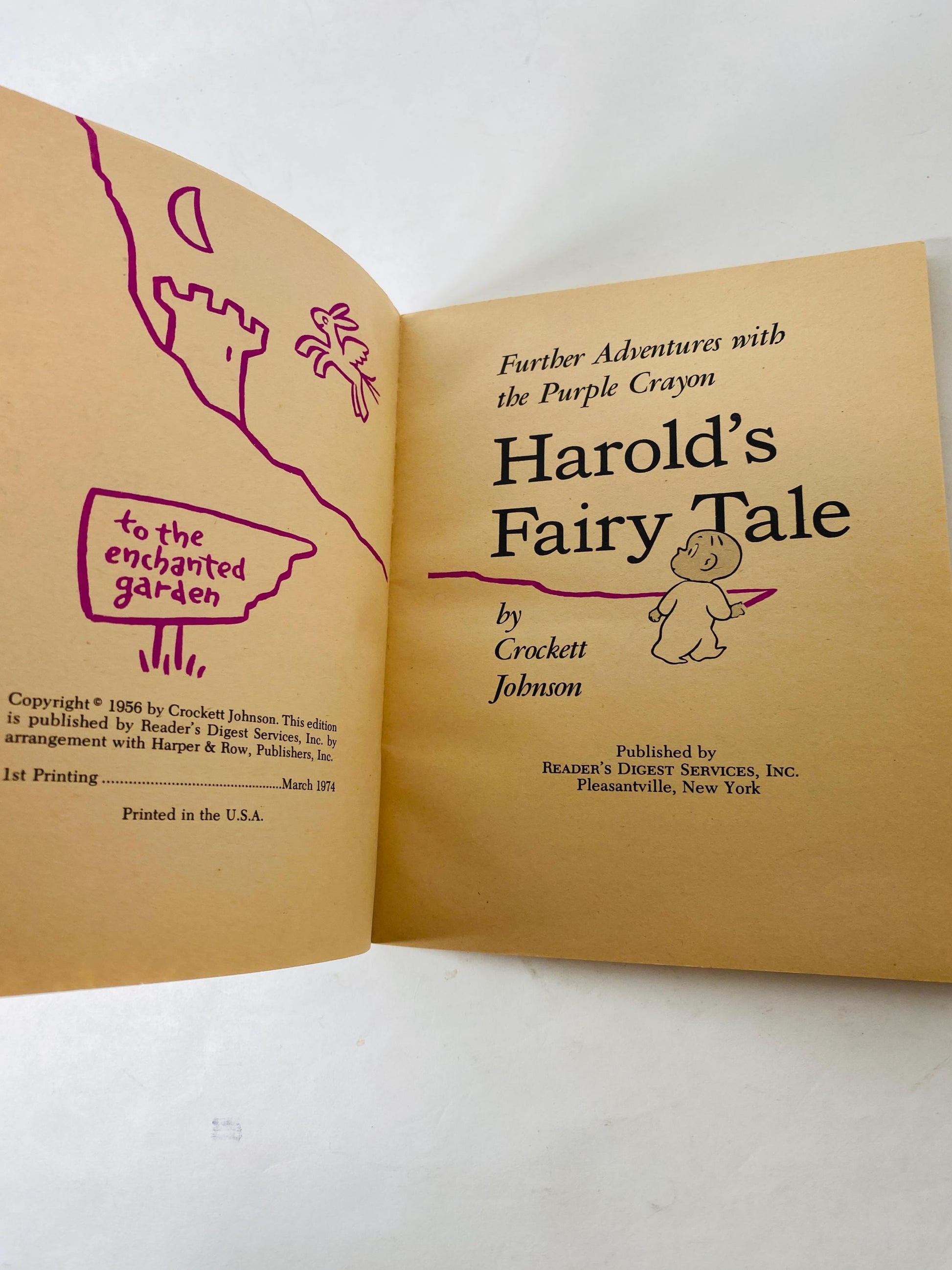 Harold's Fairy Tale vintage children's paperback book by Crockett Johnson circa 1974 Further Adventures with Purple Crayon