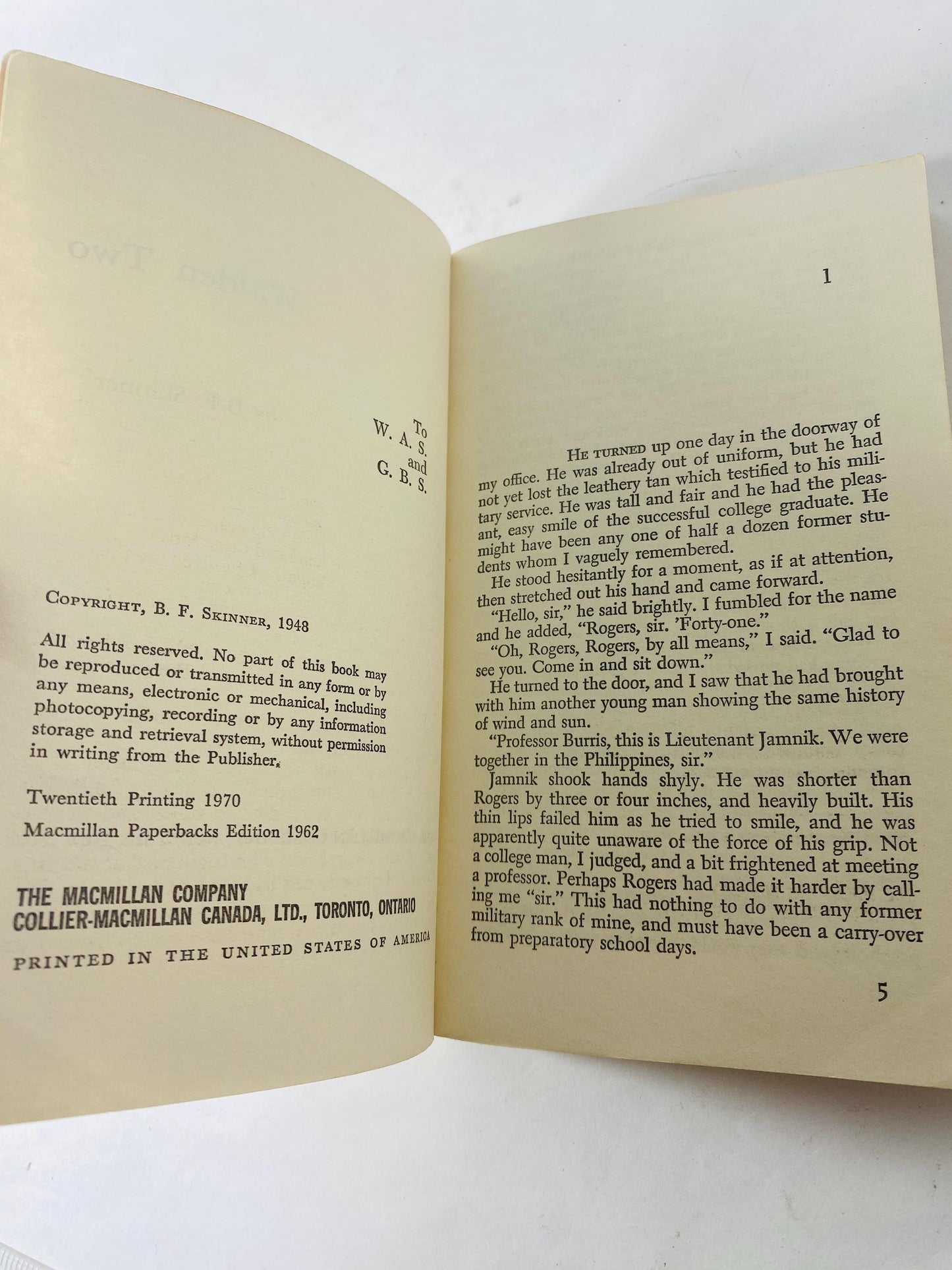 Waden Two vintage paperback book BF Skinner Abnormal Psychology unique psychology gift psychoanalysis psychiatry demons Behaviorism Utopian