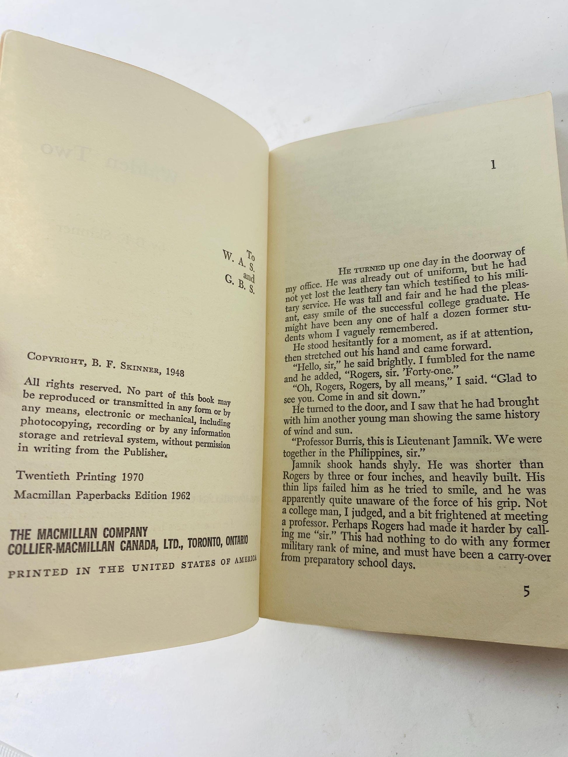 Waden Two vintage paperback book BF Skinner Abnormal Psychology unique psychology gift psychoanalysis psychiatry demons Behaviorism Utopian