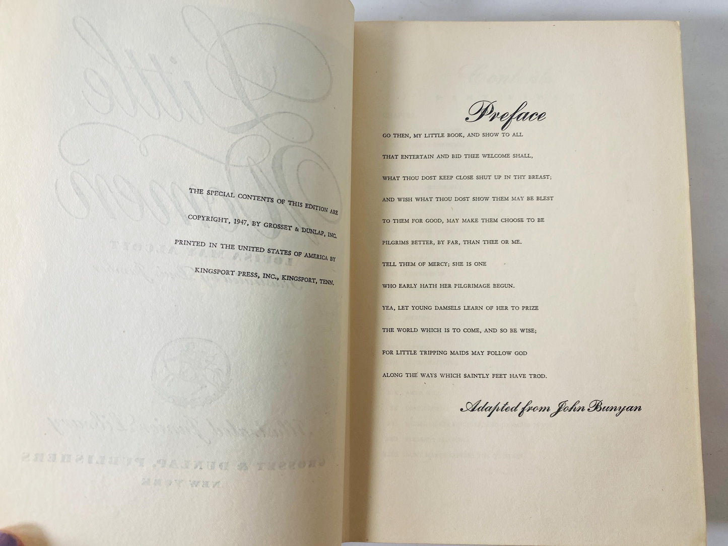 Little Women or Meg Jo Beth and Amy by Louisa May Alcott vintage book circa 1947 Illustrated Junior Library. Gift home decor