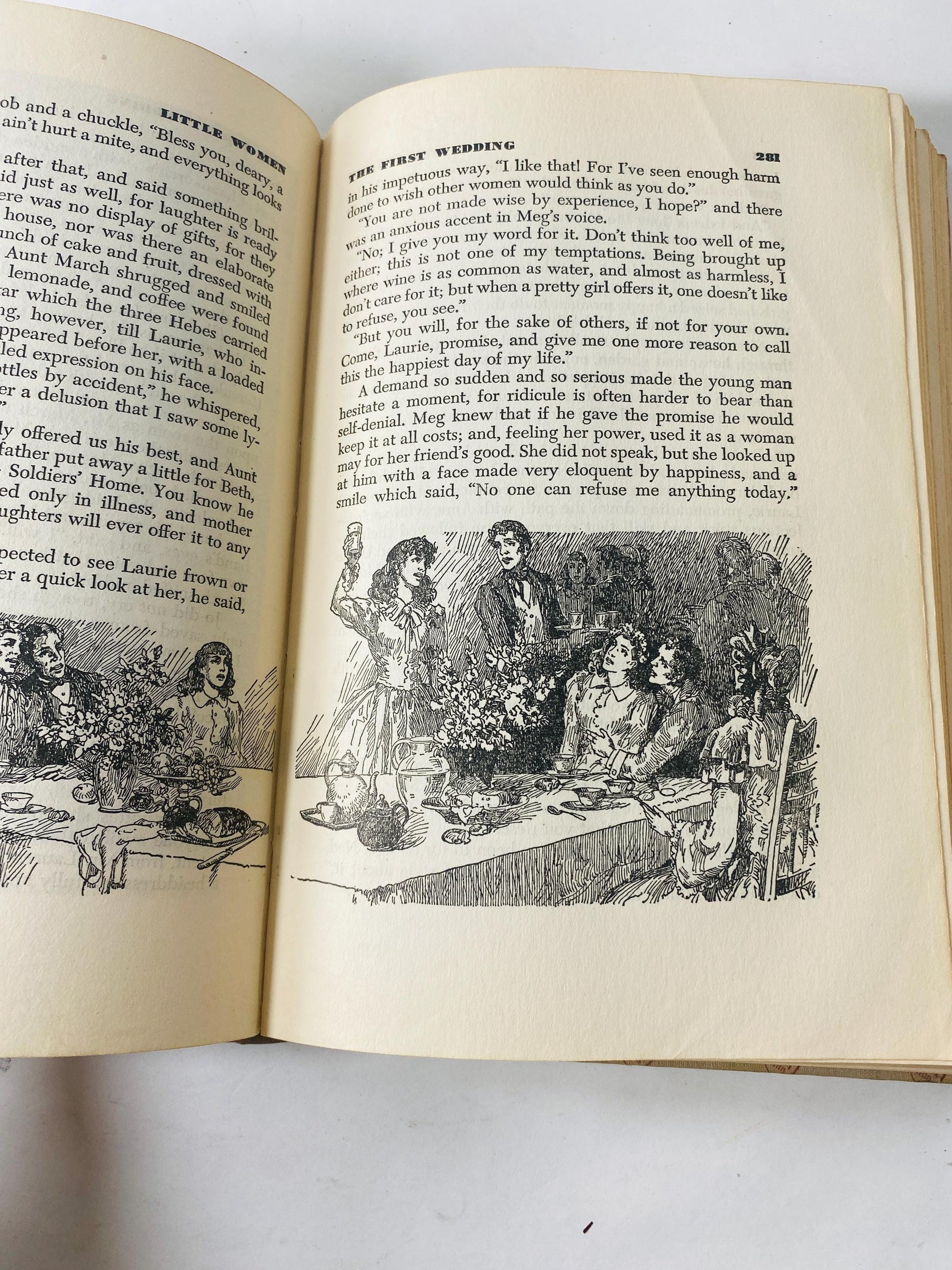 Little Women or Meg Jo Beth and Amy by Louisa May Alcott vintage book circa 1947 Illustrated Junior Library. Gift home decor
