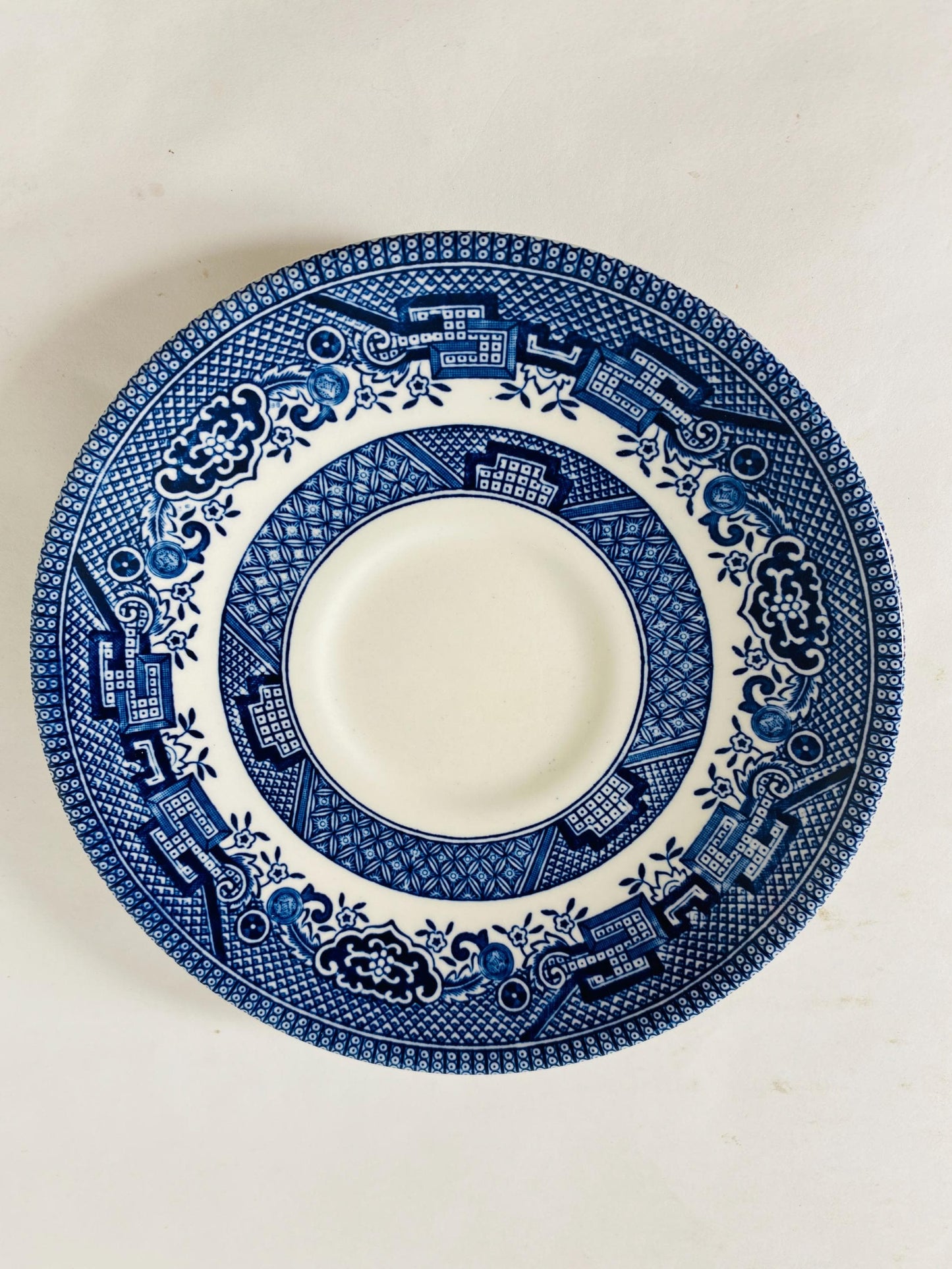 Vintage Churchill Blue Willow porcelain tea cup and saucer Made in England cottage decor