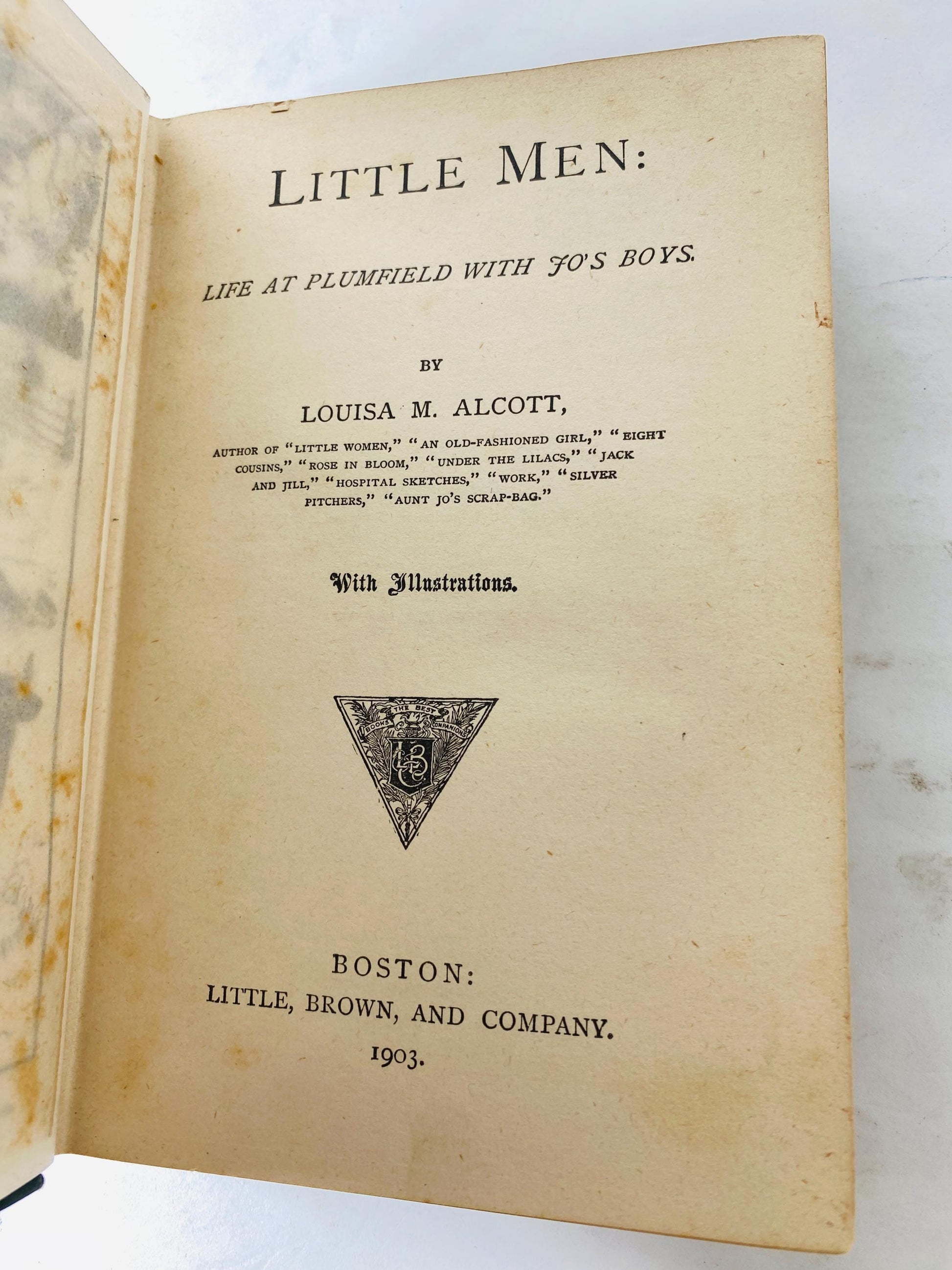 Little Men by Louisa May Alcott Vintage book circa 1903 Life at Plumfield with Jo’s Boys Beautiful green & gold cover! Antique gift decor